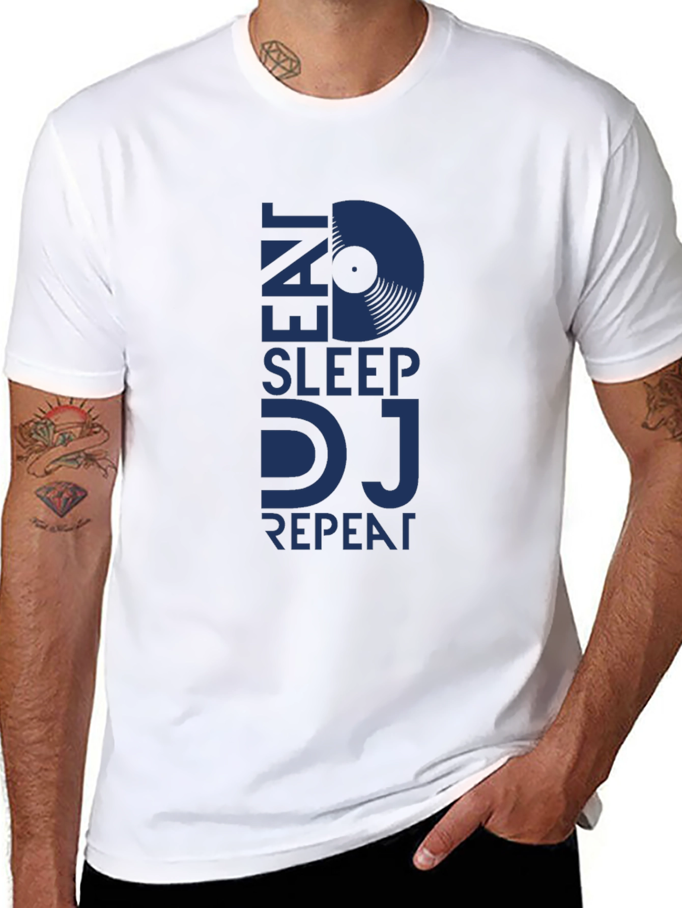 Eat Sleep DJ Repeat Black Graphic T-Shirt