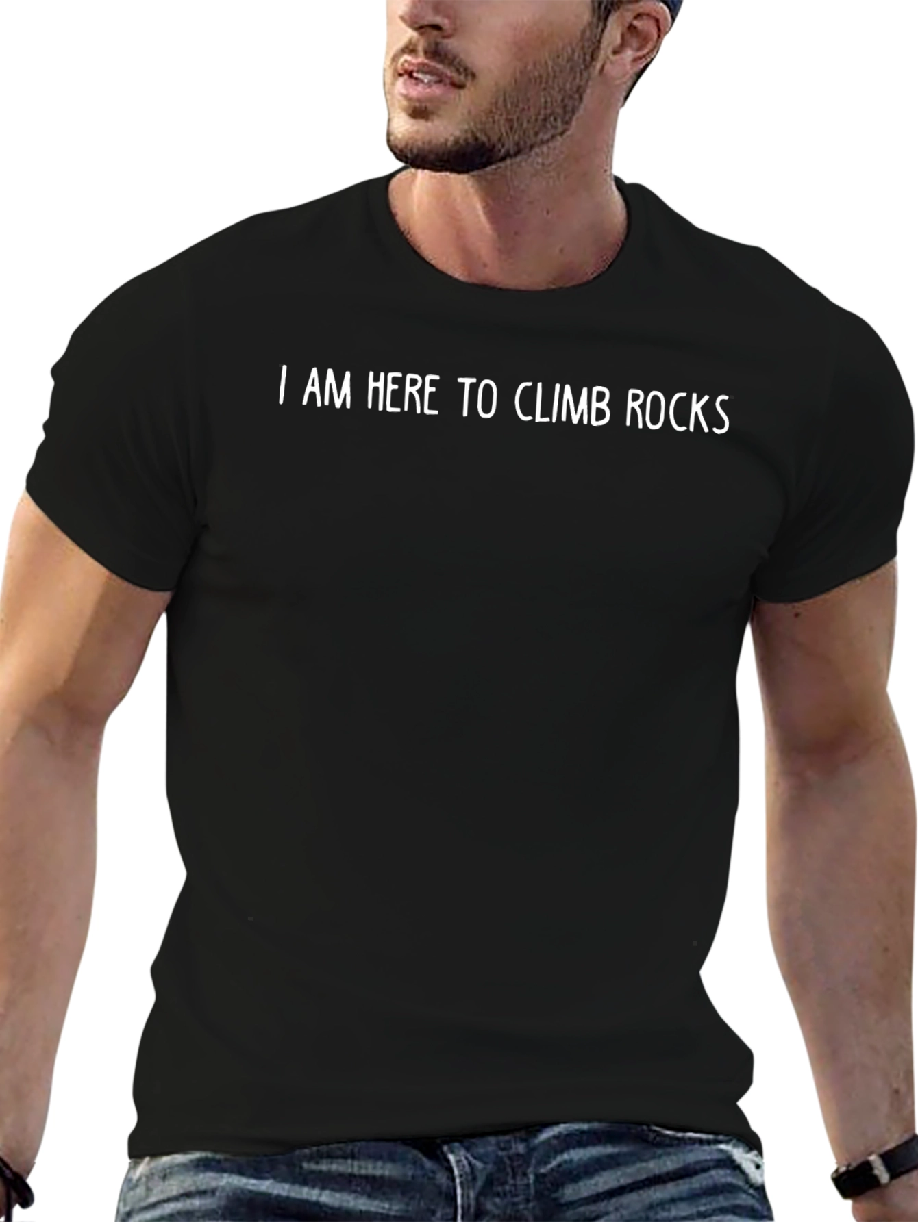 Climbing Rocks Graphic Tee - Black Cotton T-Shirt