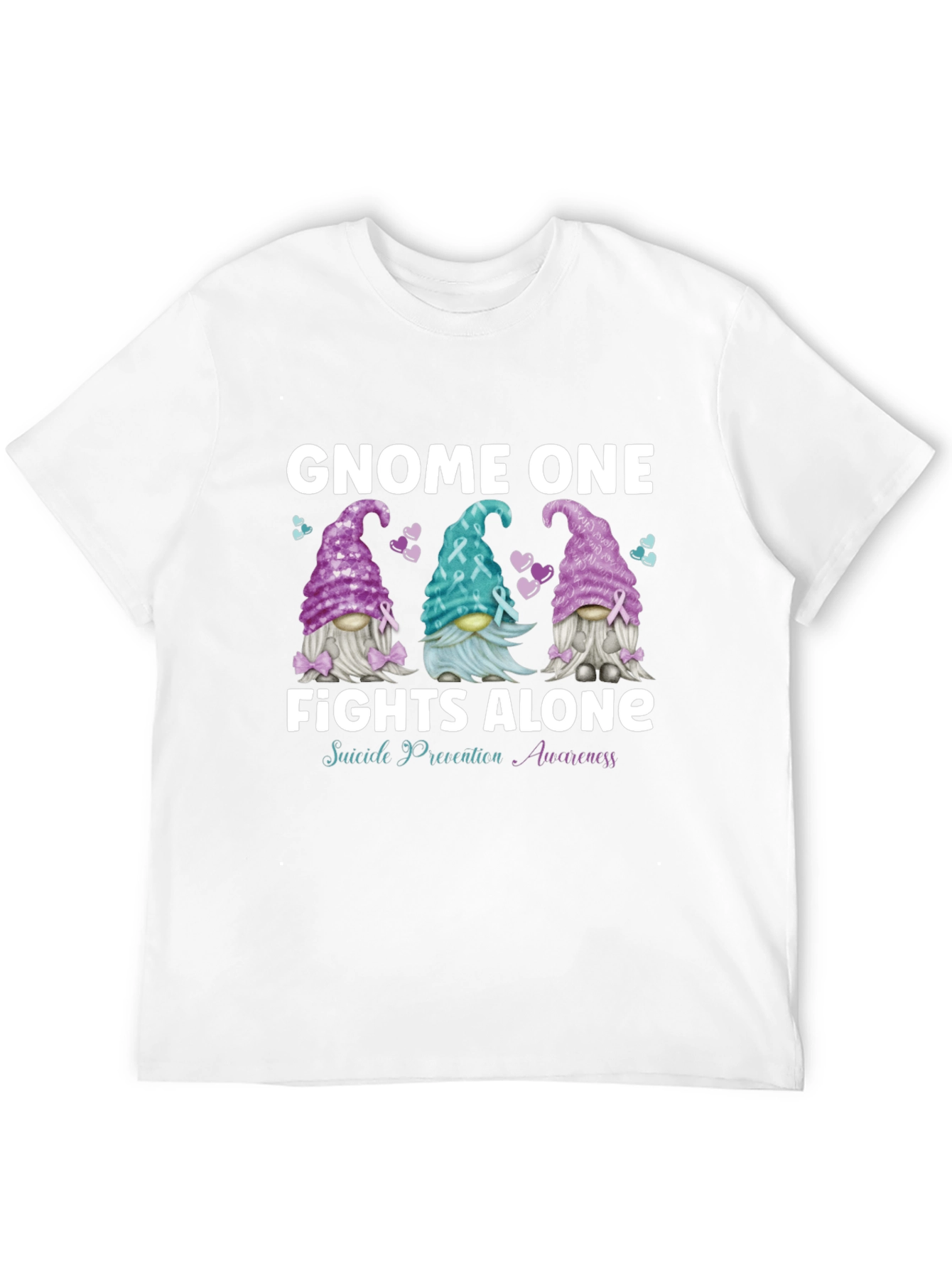 Gnome One Fights Alone Suicide Awareness T-Shirt