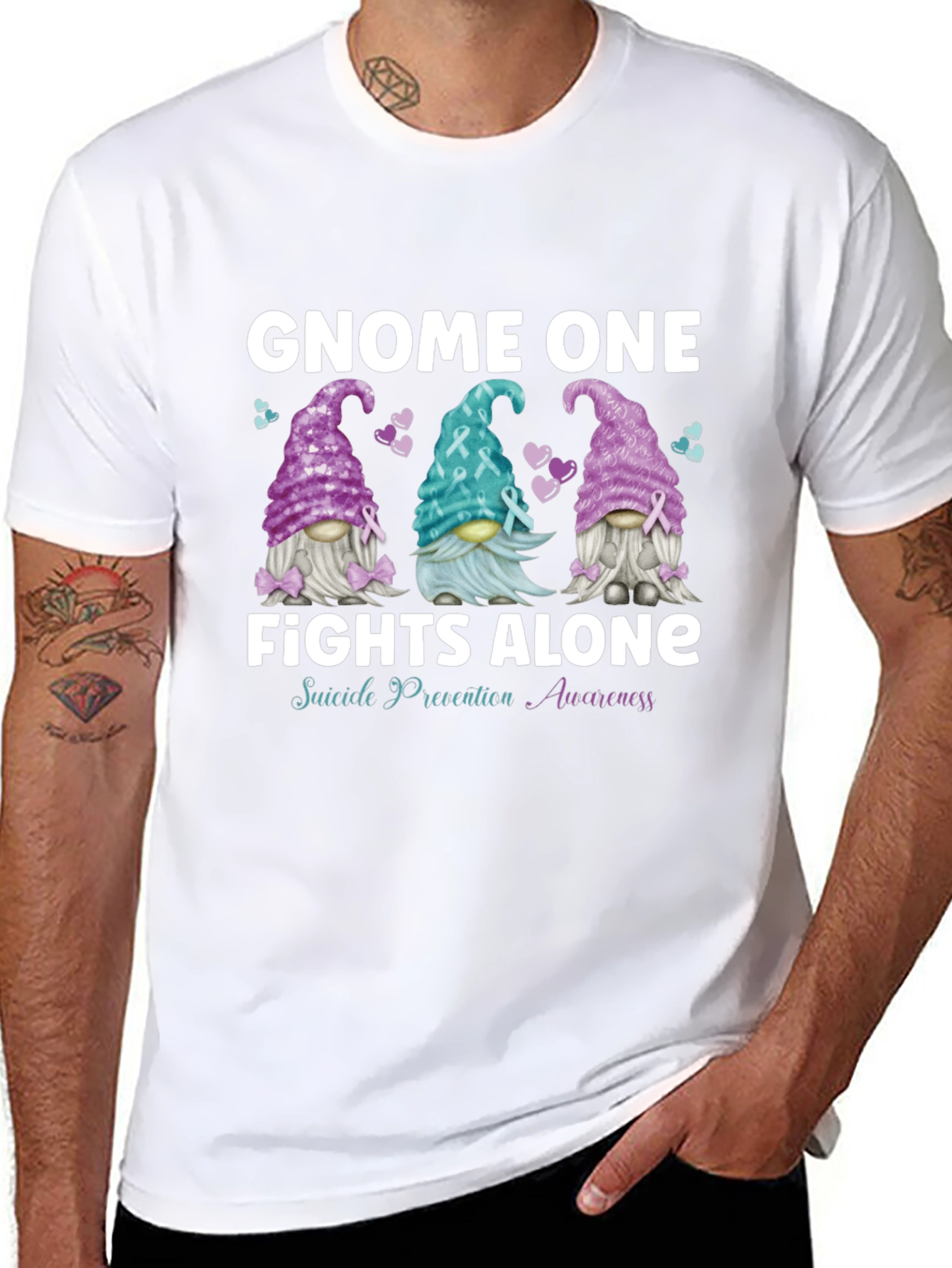 Gnome One Fights Alone Suicide Awareness T-Shirt
