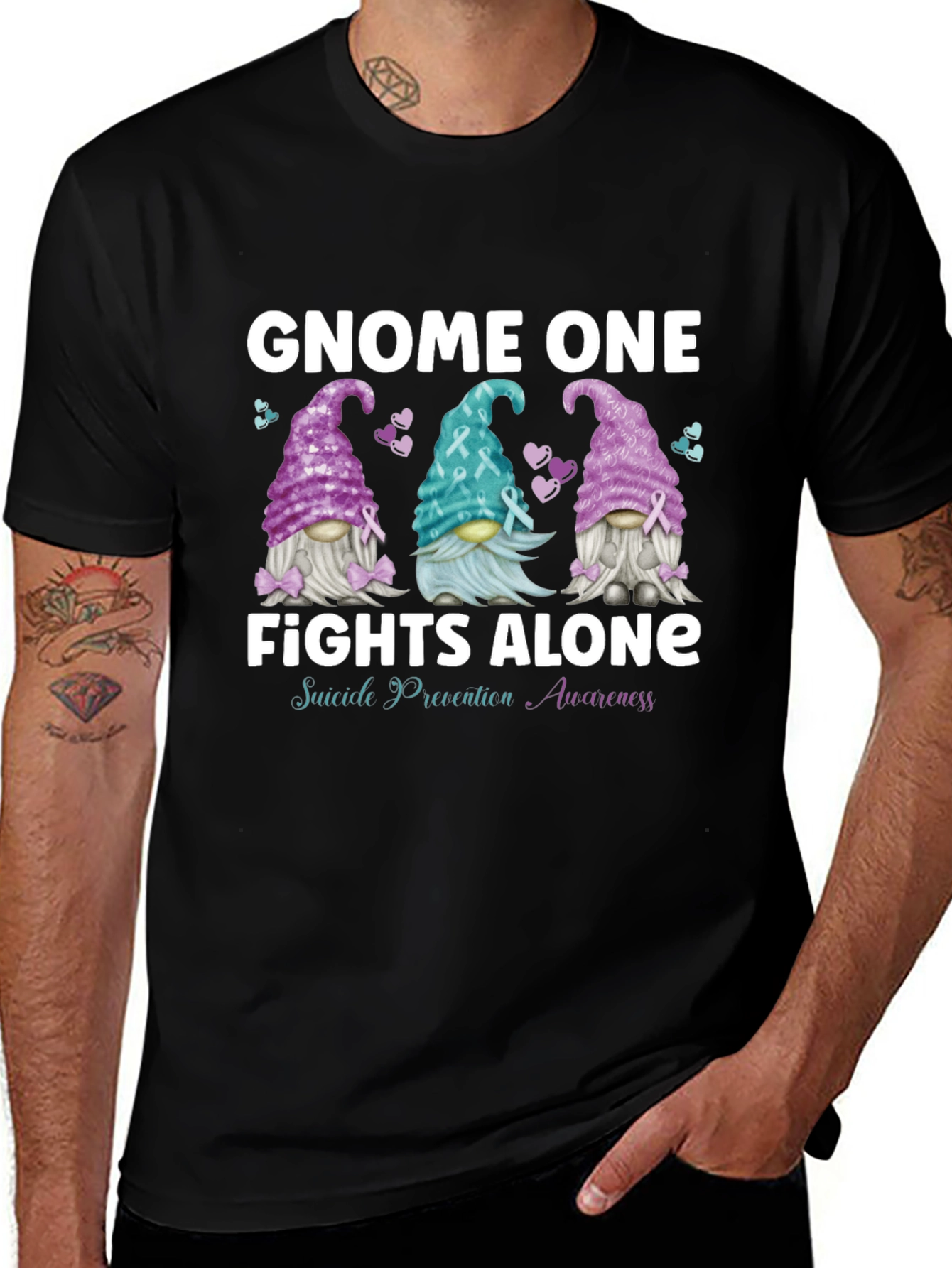Gnome One Fights Alone Suicide Awareness T-Shirt