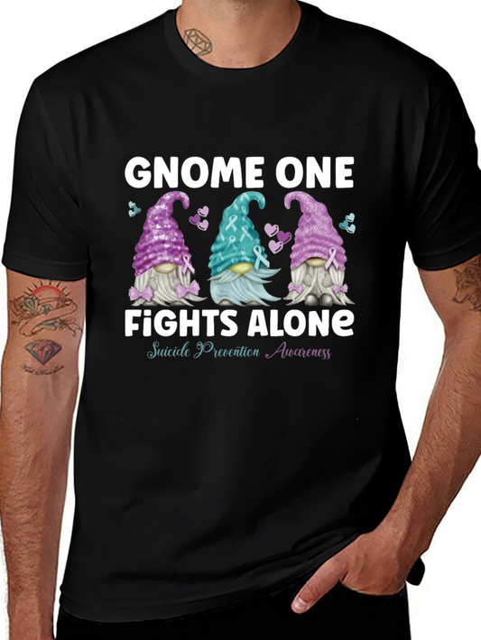 Gnome One Fights Alone Suicide Awareness T-Shirt