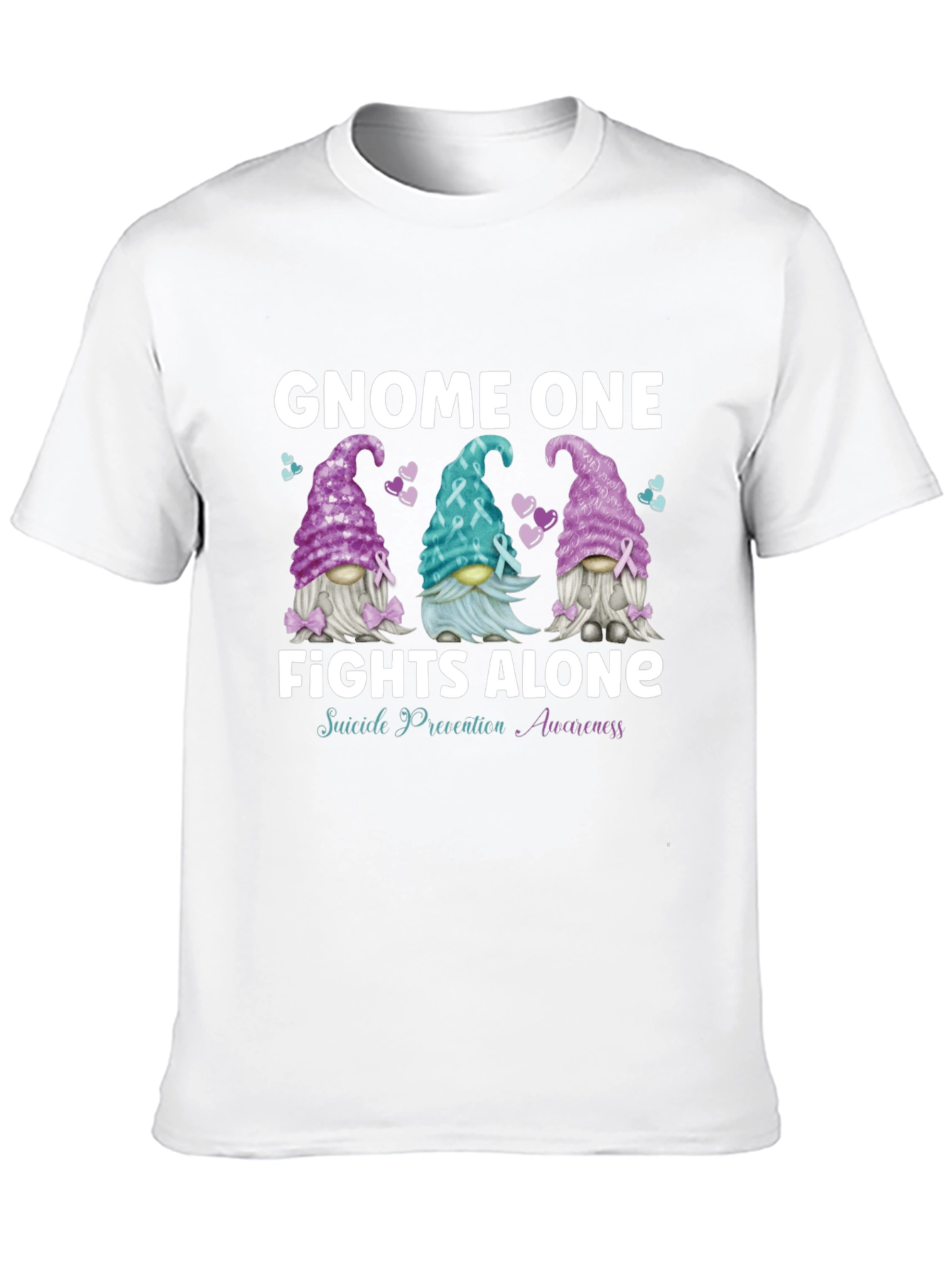 Gnome One Fights Alone Suicide Awareness T-Shirt