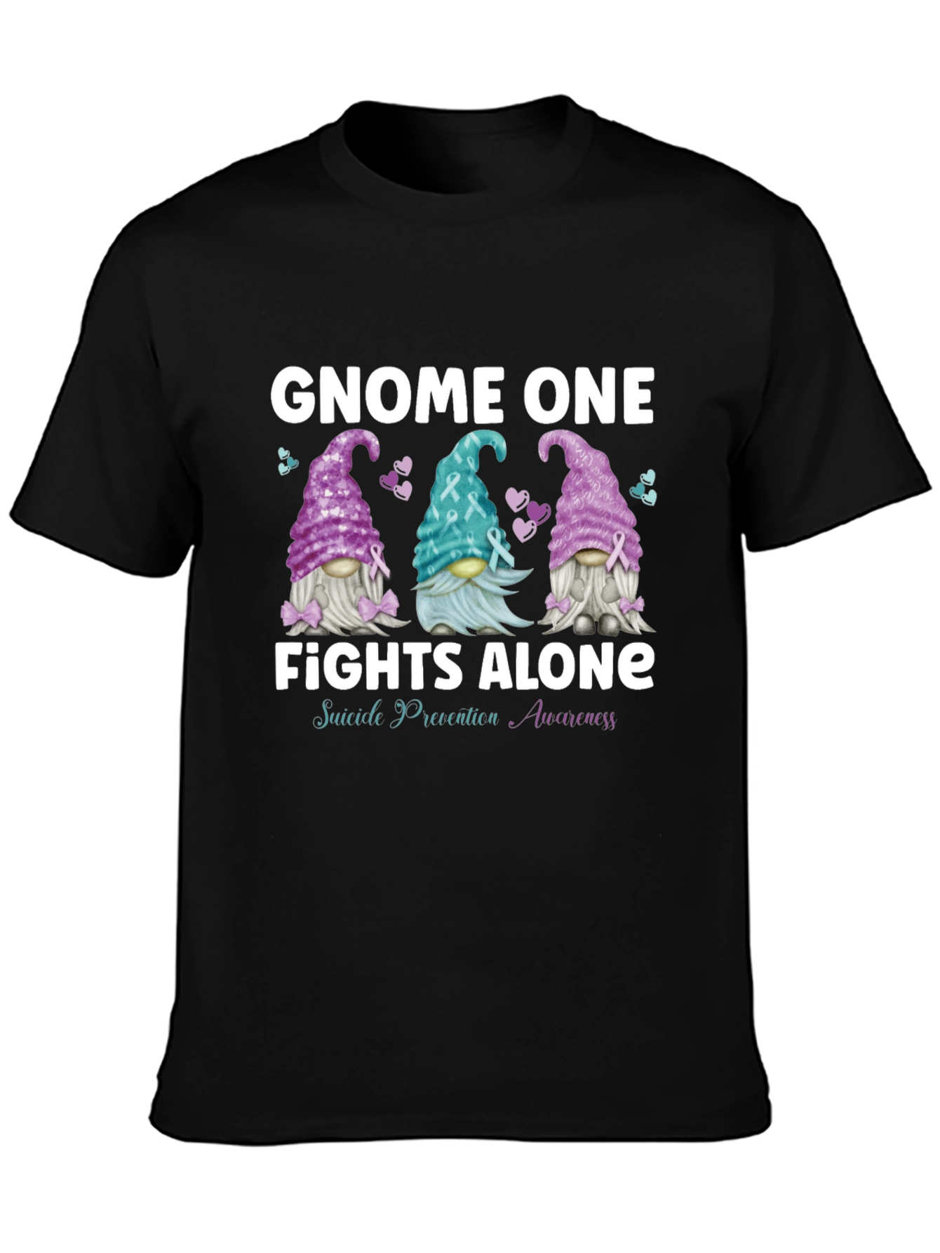 Gnome One Fights Alone Suicide Awareness T-Shirt