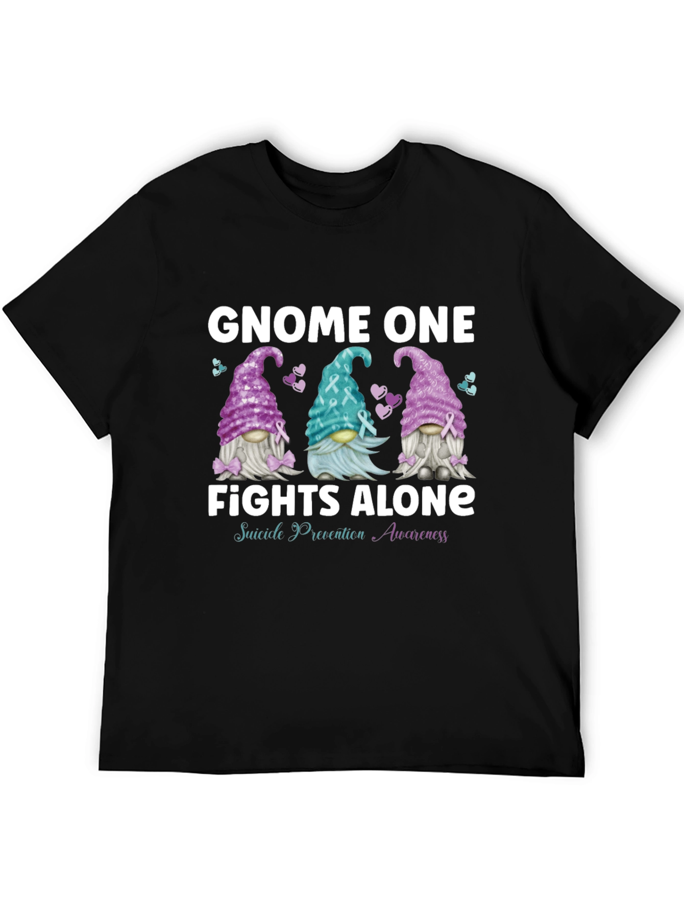 Gnome One Fights Alone Suicide Awareness T-Shirt