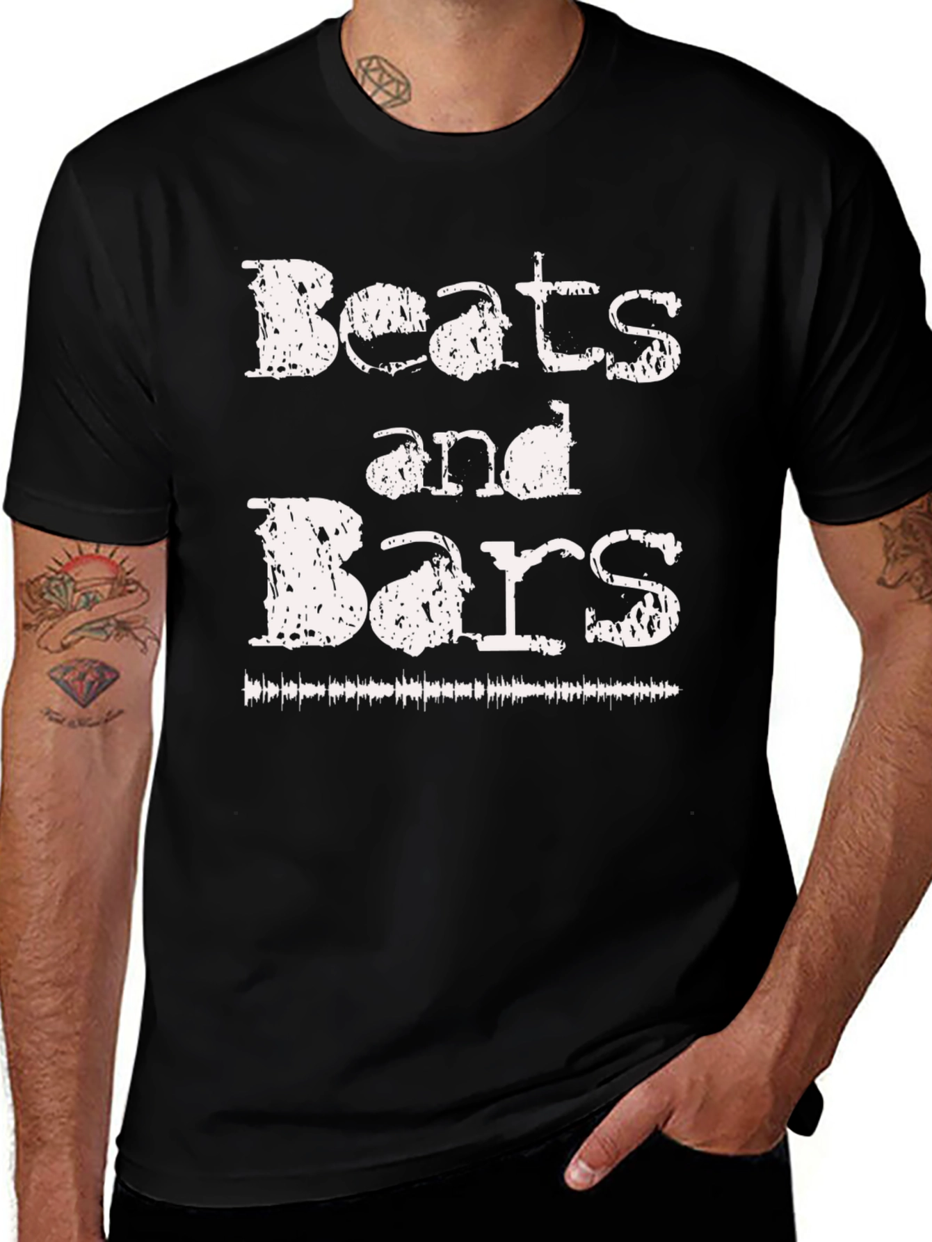 Beats and Bars Graphic Black T-Shirt