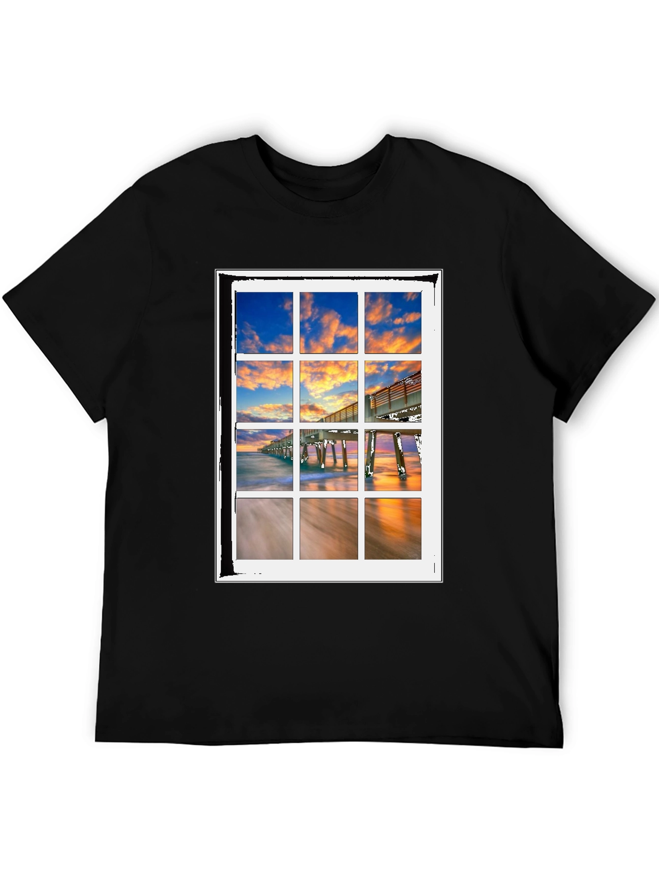 Coastal View T-Shirt - Beach Pier Window Design