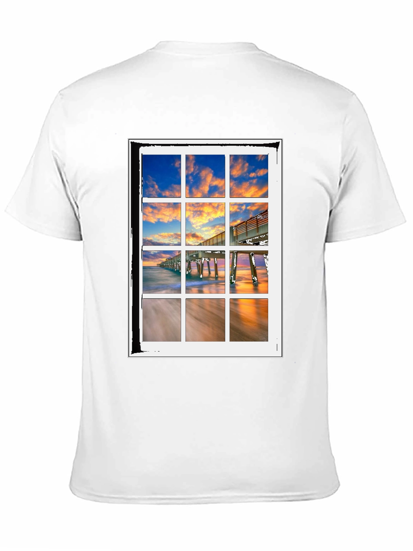 Coastal View T-Shirt - Beach Pier Window Design
