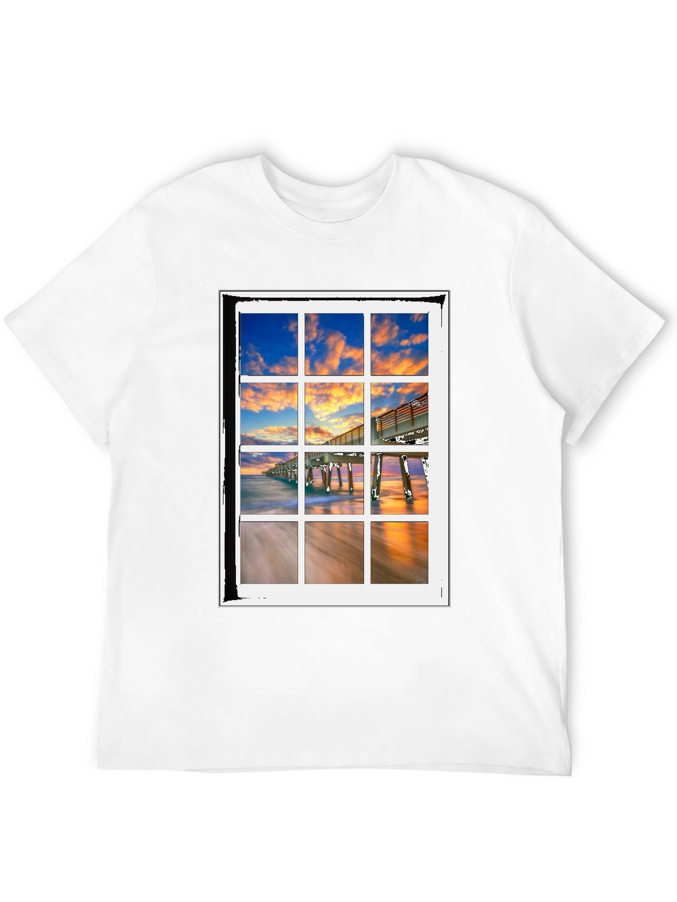 Coastal View T-Shirt - Beach Pier Window Design