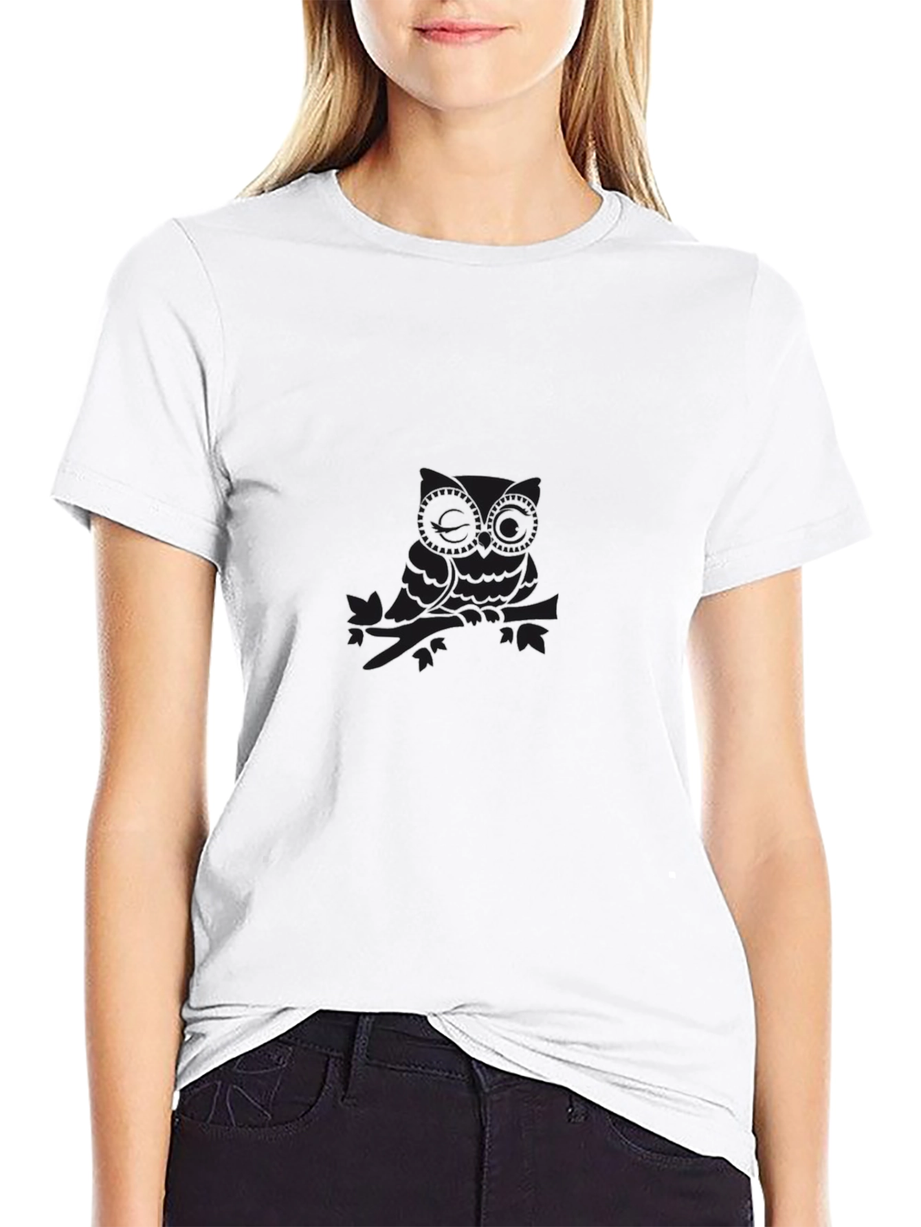 Mens Black Owl Graphic Tee