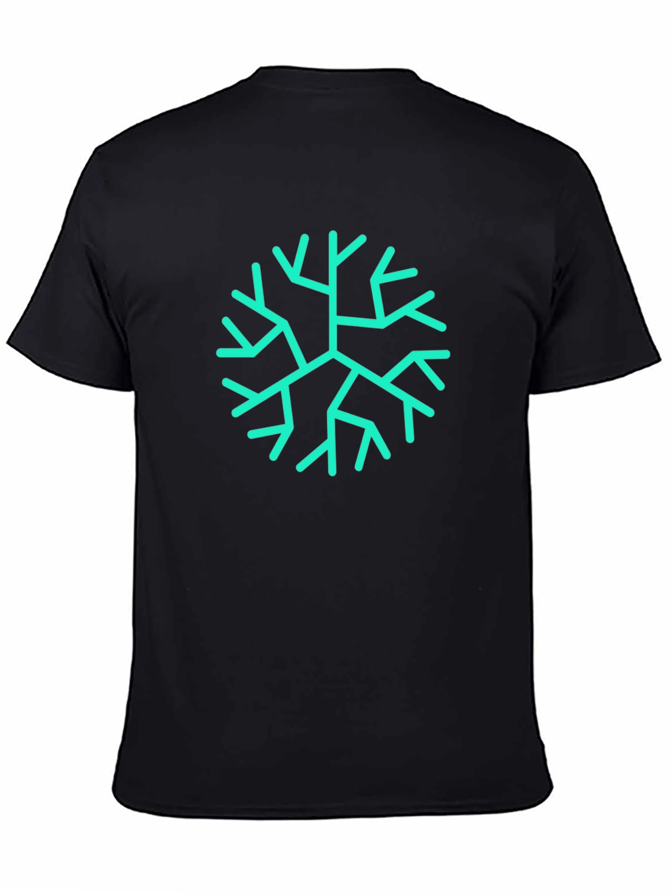 Mens Black Tee with Teal Geometric Branch Print