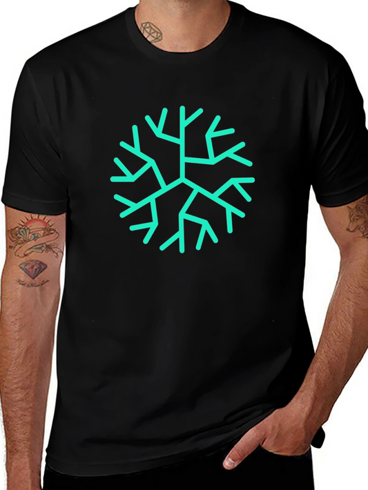 Mens Black Tee with Teal Geometric Branch Print