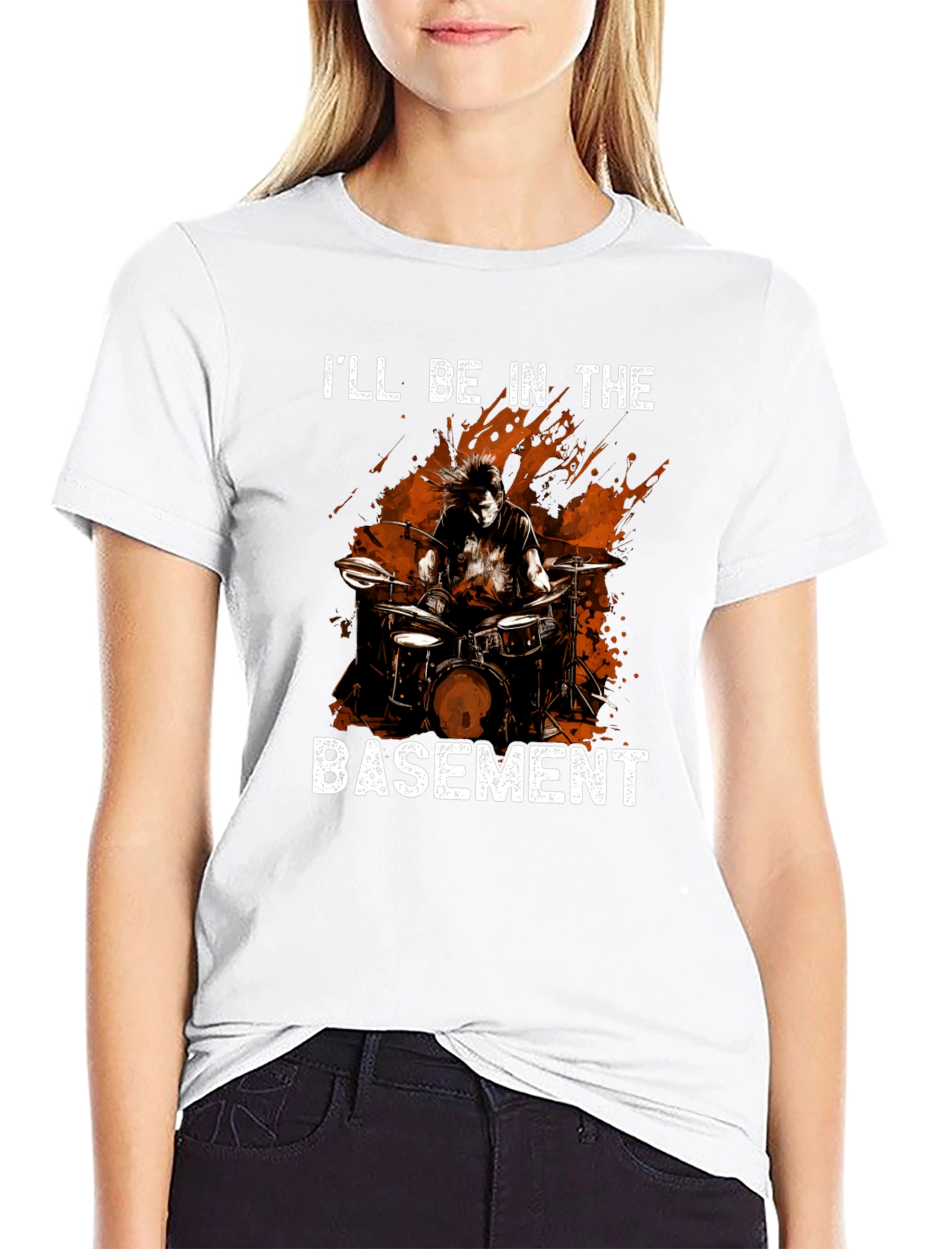 Ill Be In The Basement Drummer Black T-Shirt