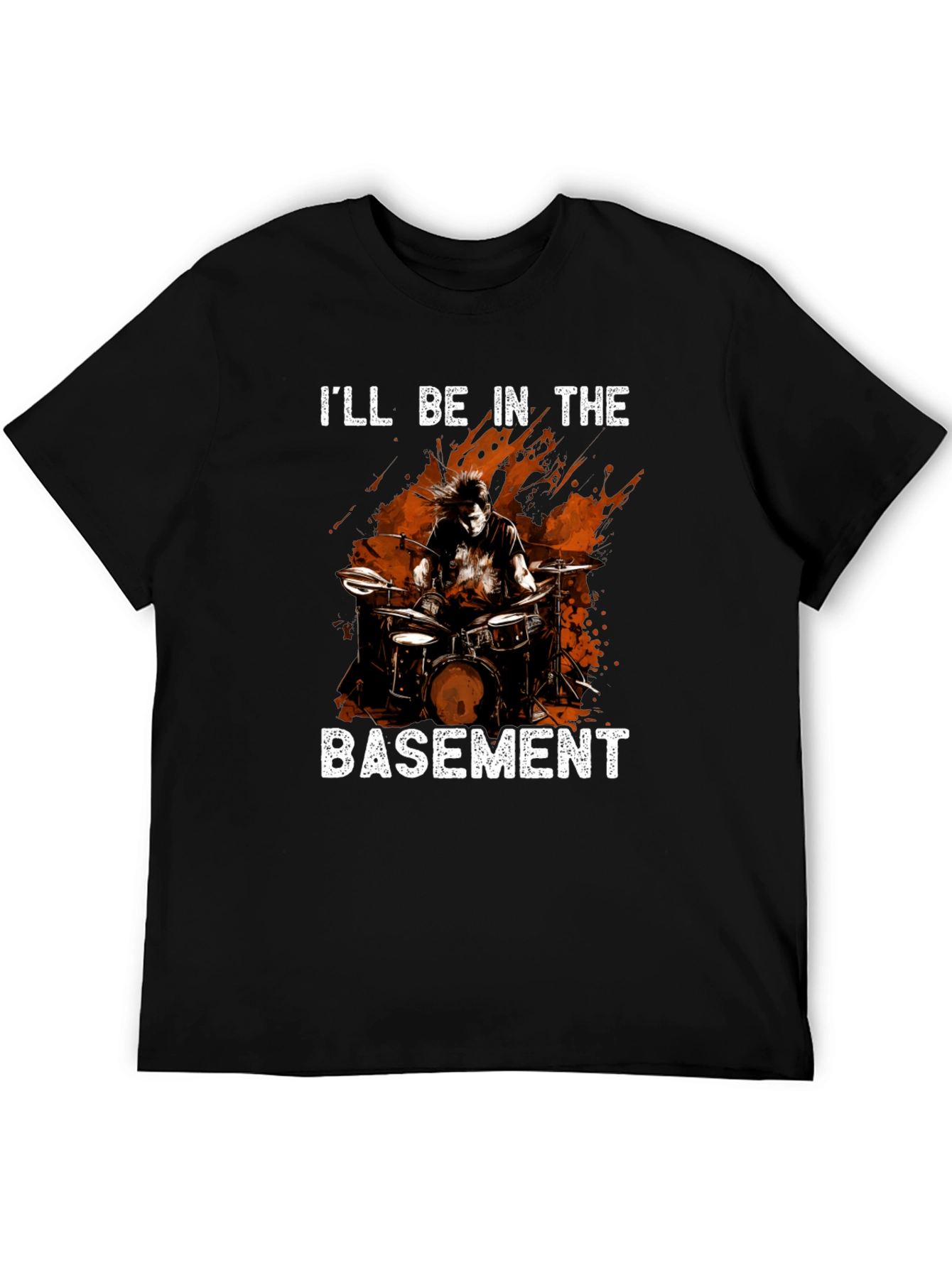 Ill Be In The Basement Drummer Black T-Shirt