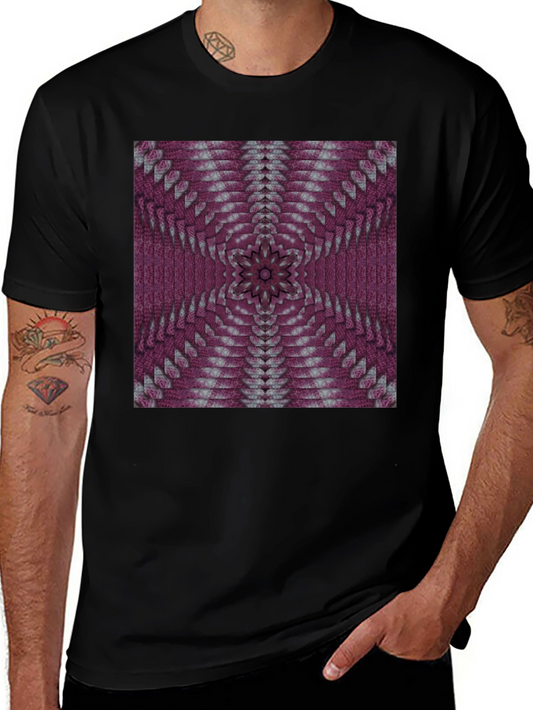 Geometric Kaleidoscope Pattern Black T-Shirt