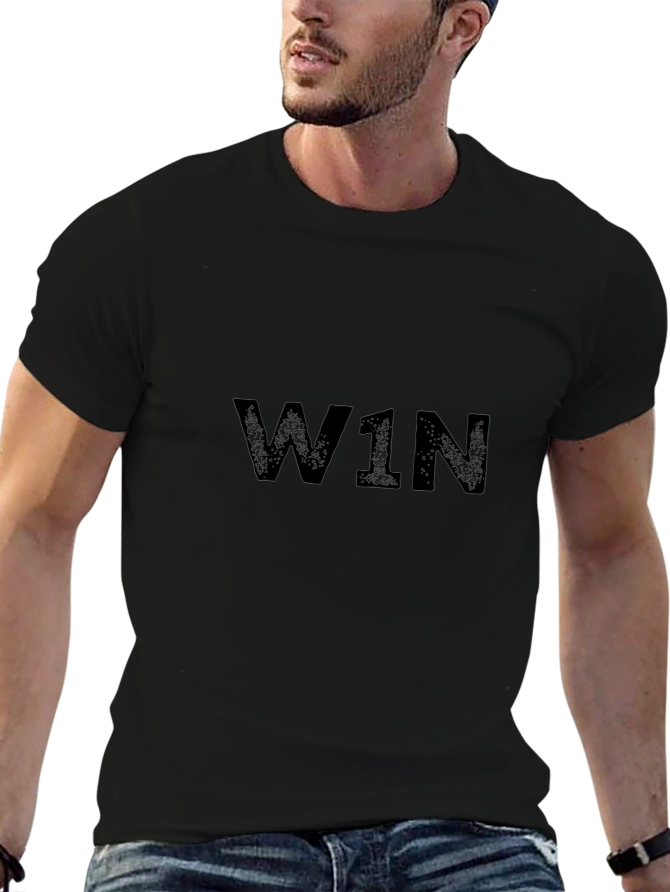 W1N Graphic Print Black T-Shirt | Casual Wear