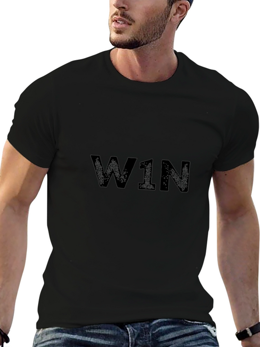 W1N Graphic Print Black T-Shirt | Casual Wear