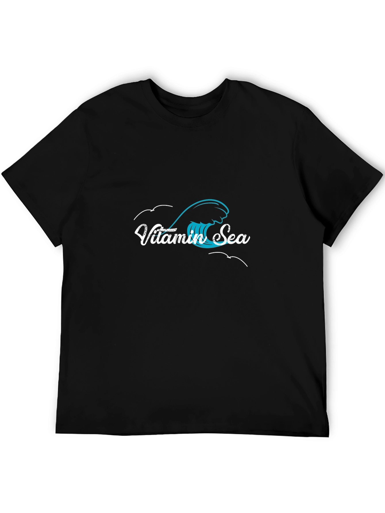 Vitamin Sea Black Graphic Tee - Ocean Wave Design