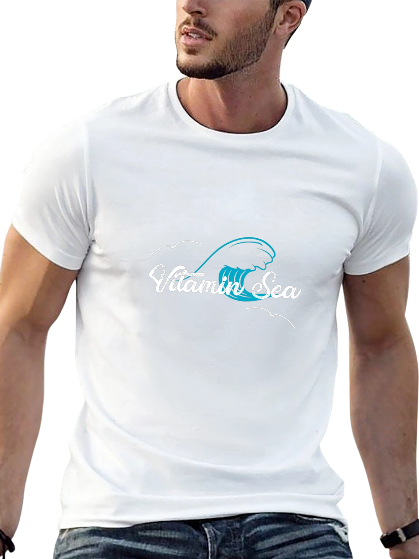 Vitamin Sea Black Graphic Tee - Ocean Wave Design