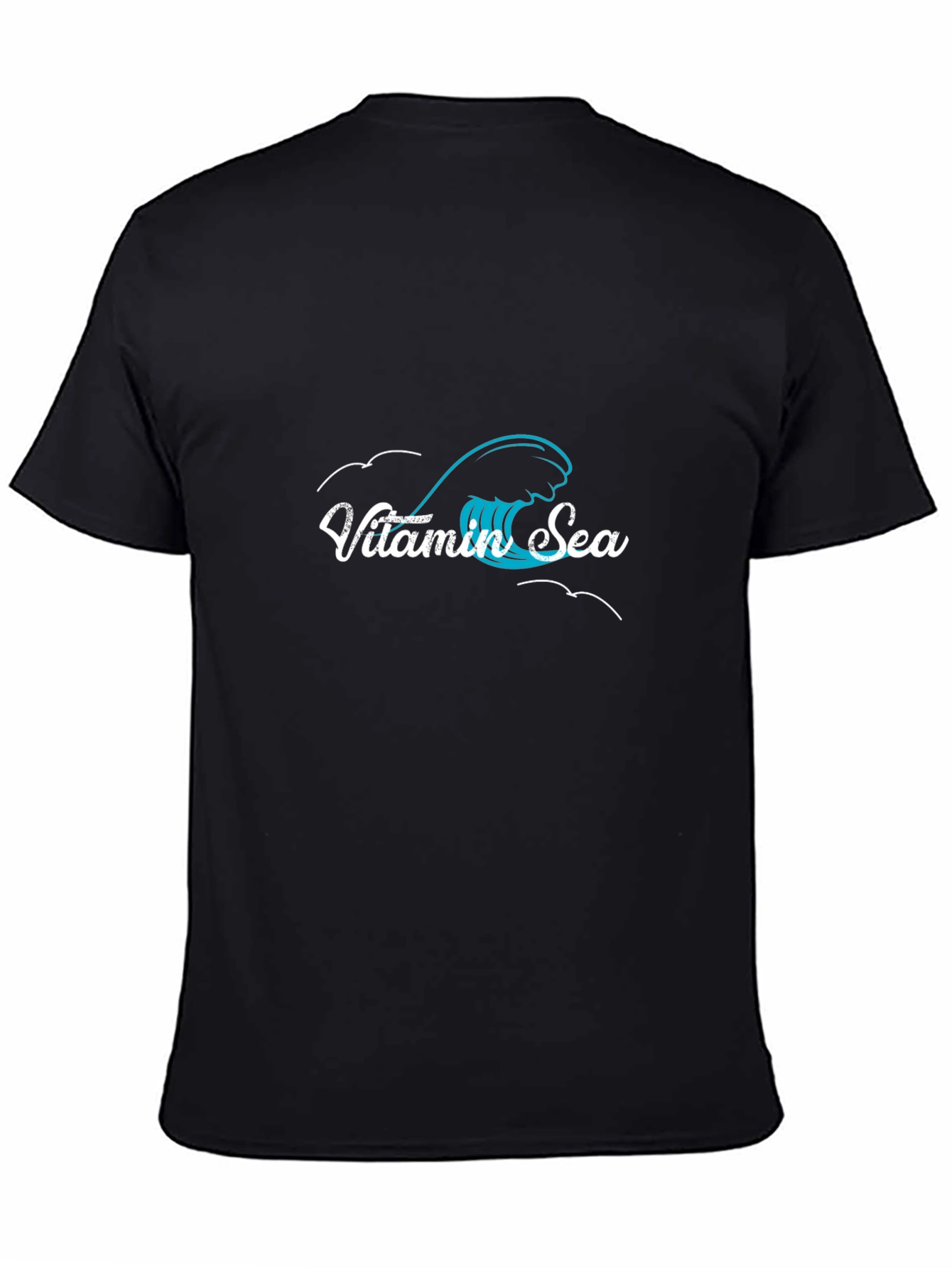 Vitamin Sea Black Graphic Tee - Ocean Wave Design