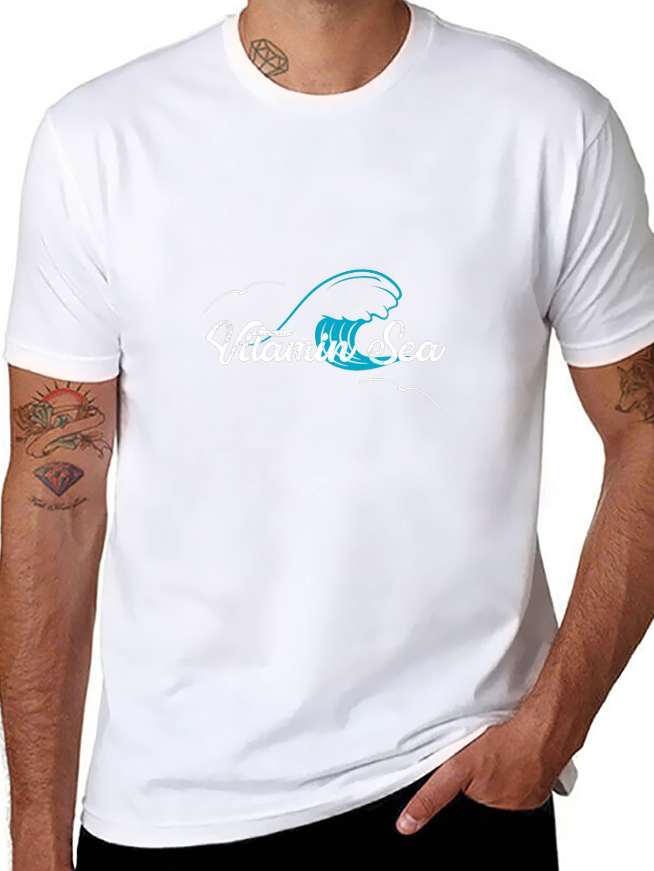 Vitamin Sea Black Graphic Tee - Ocean Wave Design