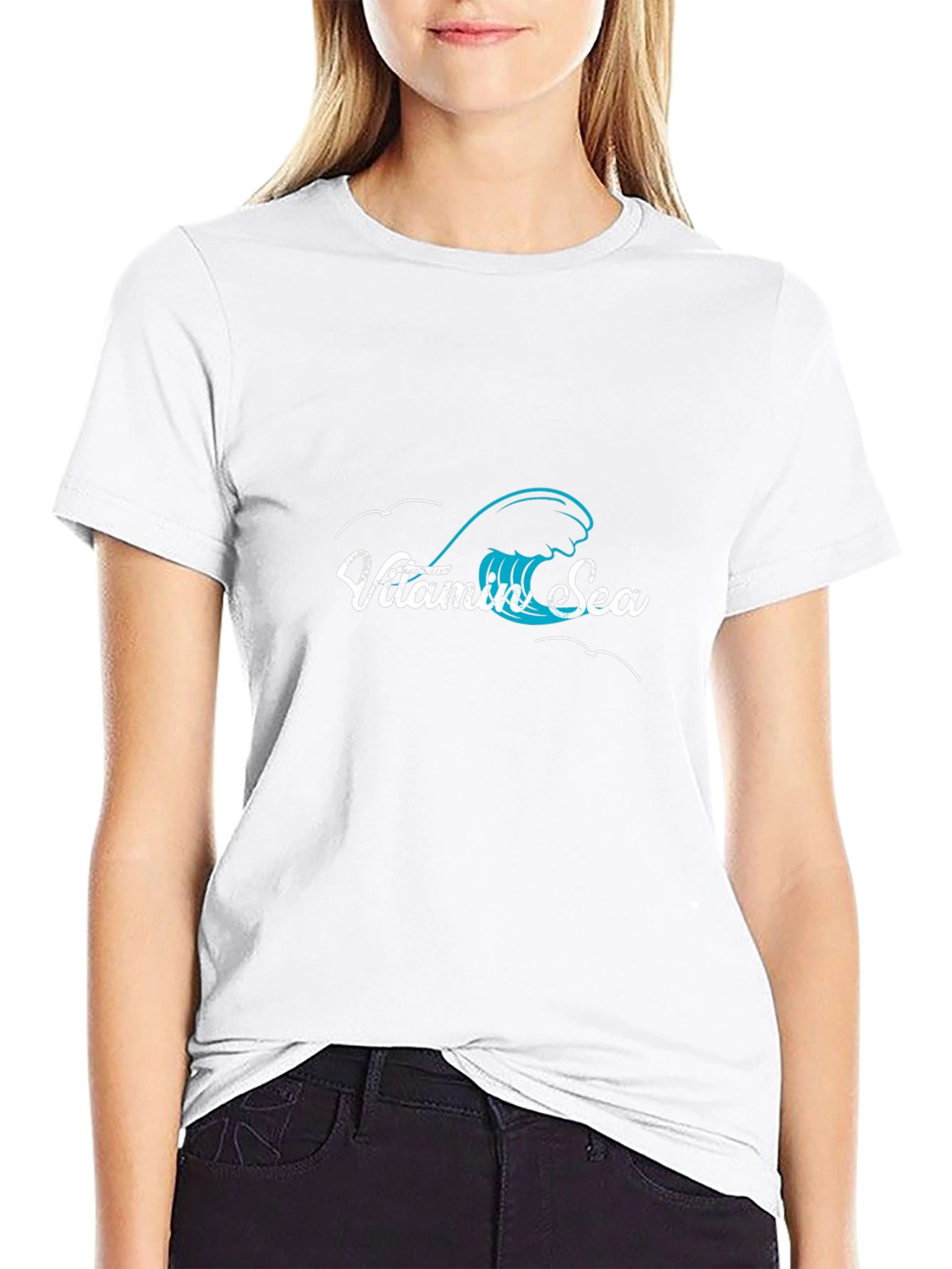 Vitamin Sea Black Graphic Tee - Ocean Wave Design