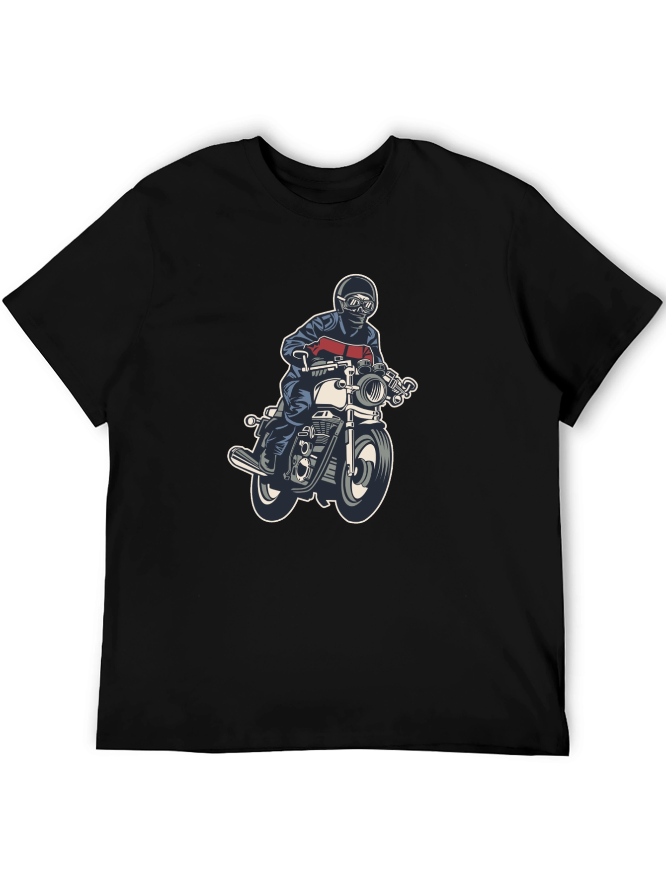 Motorcycle Rider Graphic Tee - Black Cotton T-Shirt