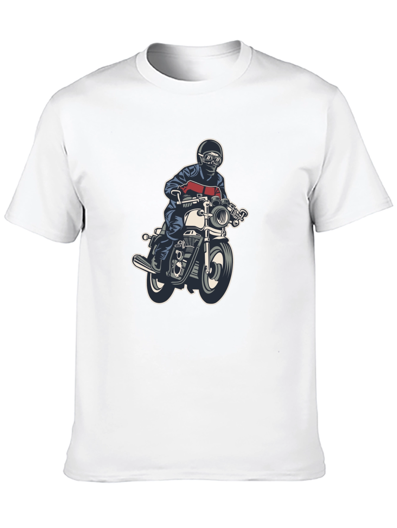 Motorcycle Rider Graphic Tee - Black Cotton T-Shirt