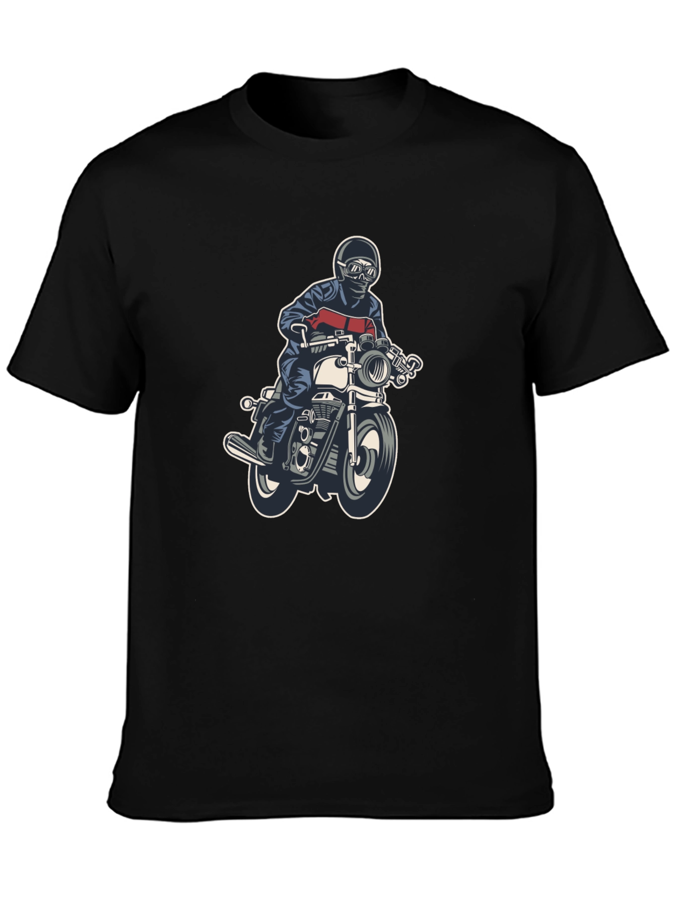 Motorcycle Rider Graphic Tee - Black Cotton T-Shirt