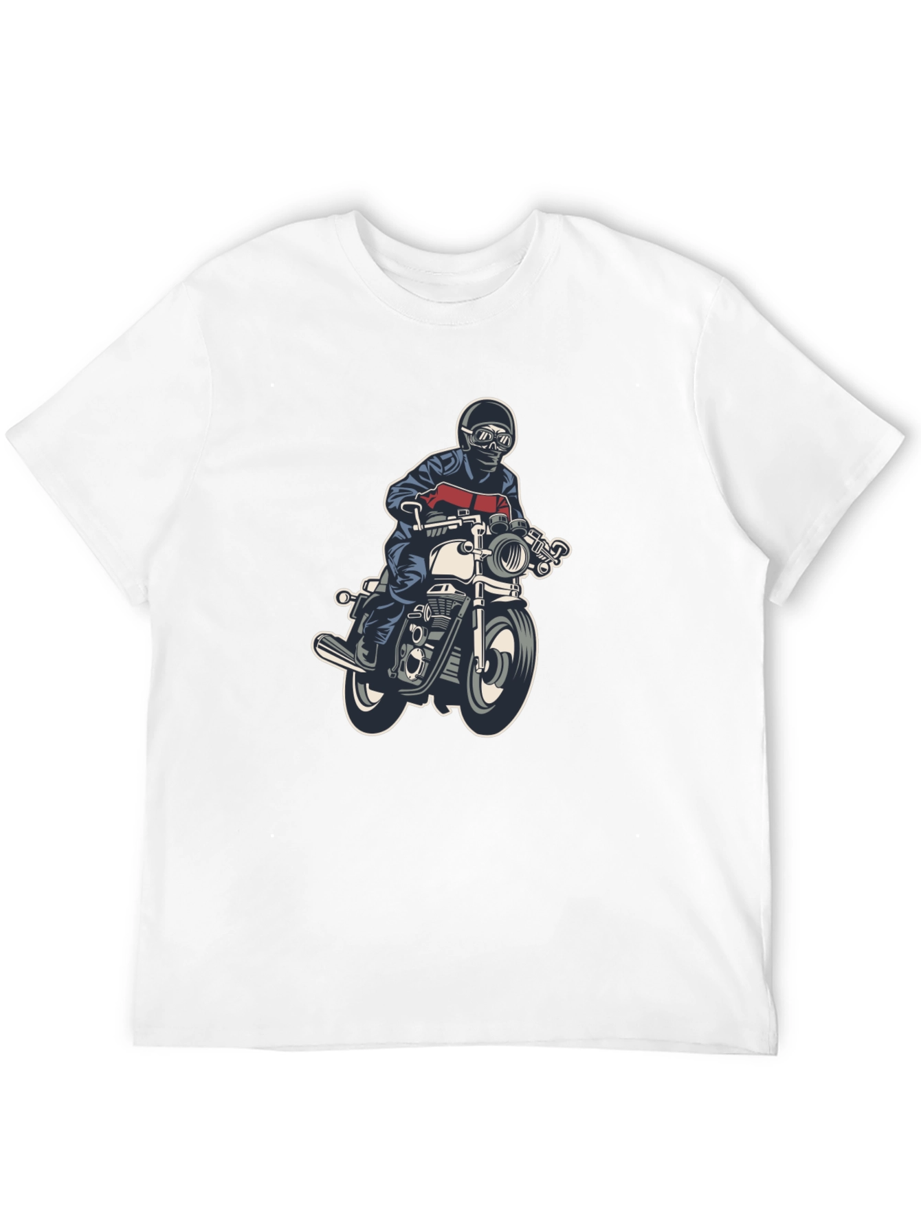 Motorcycle Rider Graphic Tee - Black Cotton T-Shirt