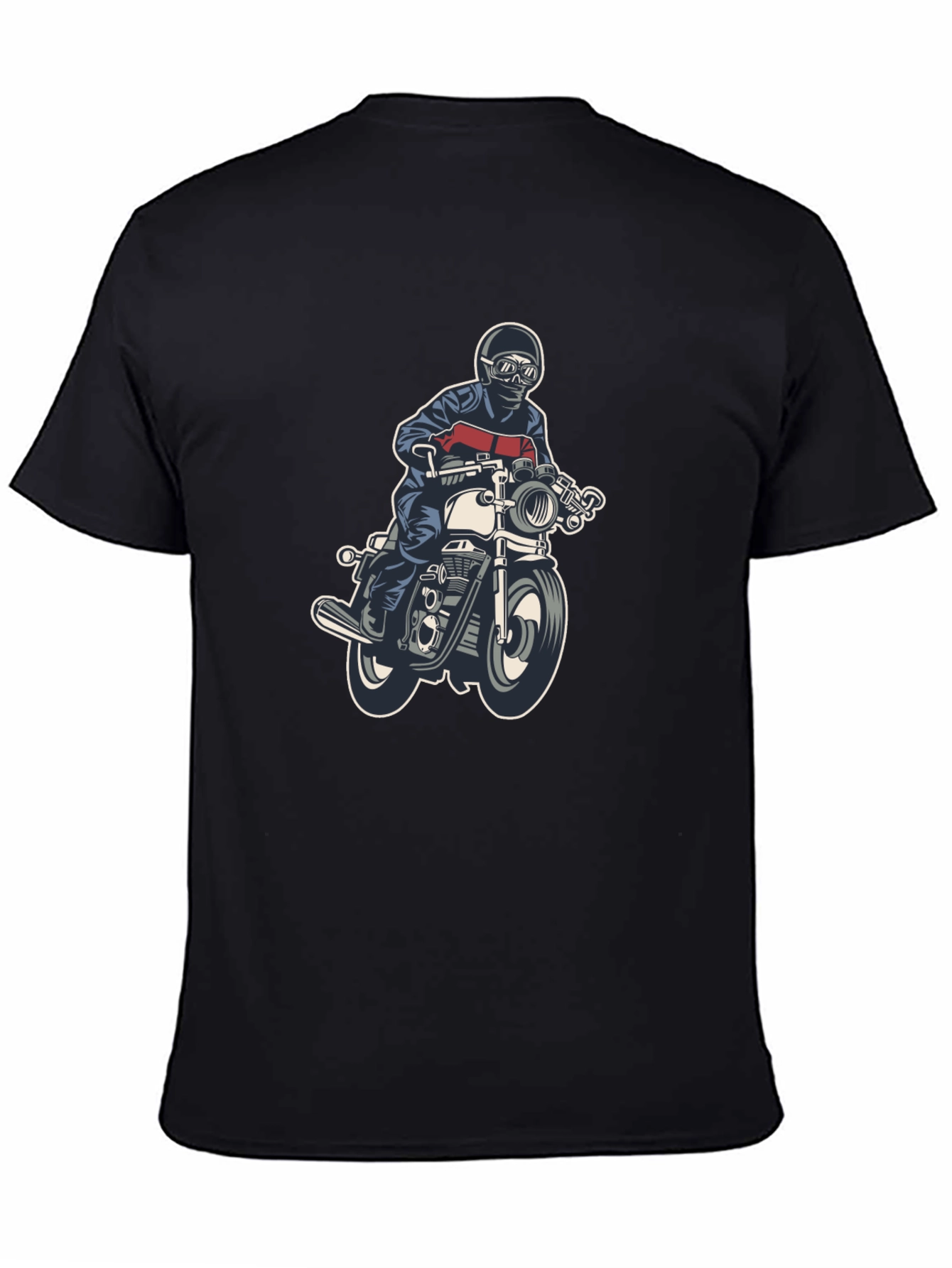 Motorcycle Rider Graphic Tee - Black Cotton T-Shirt