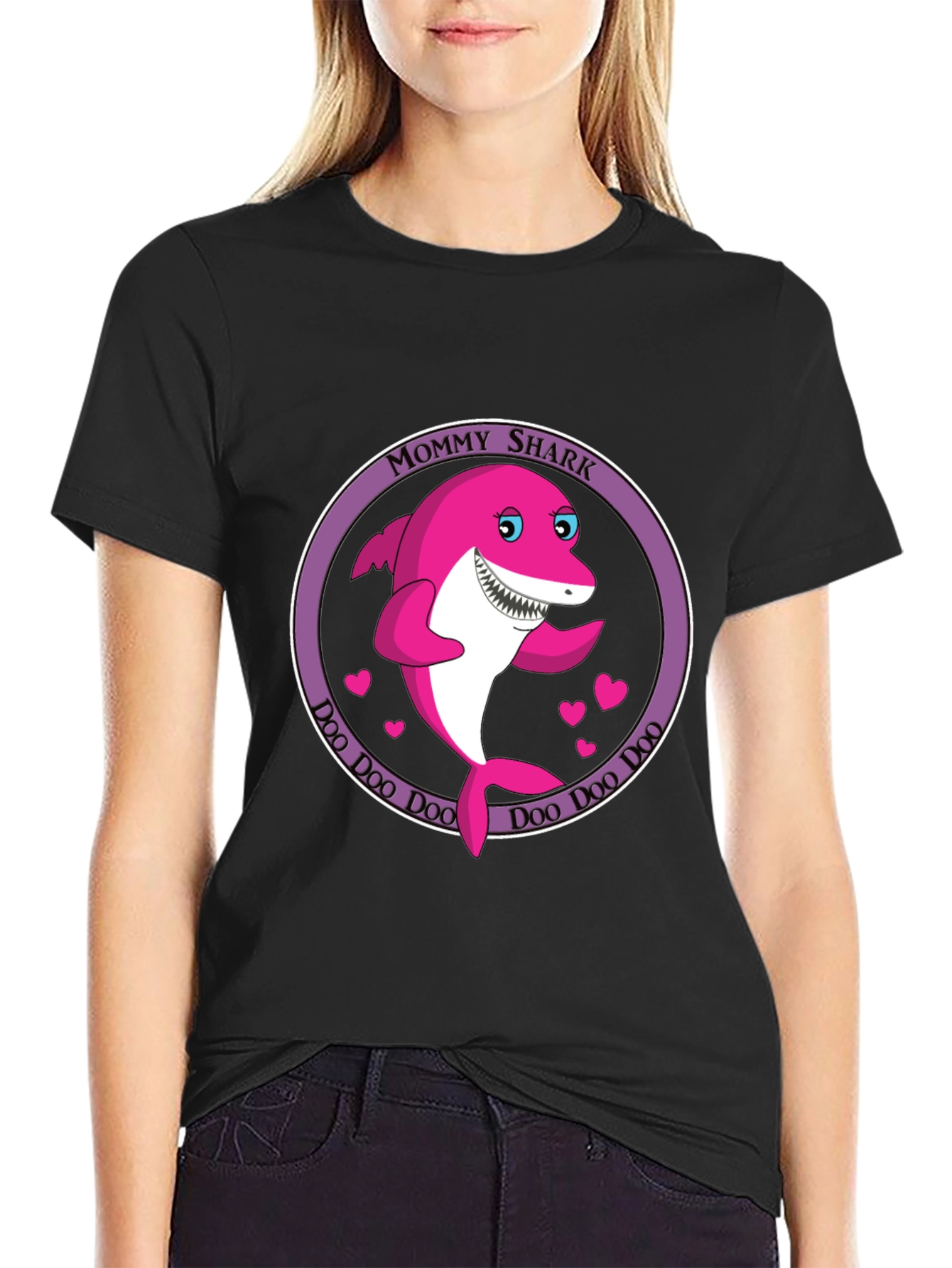 Mommy Shark Doo Doo Doo Black T-Shirt