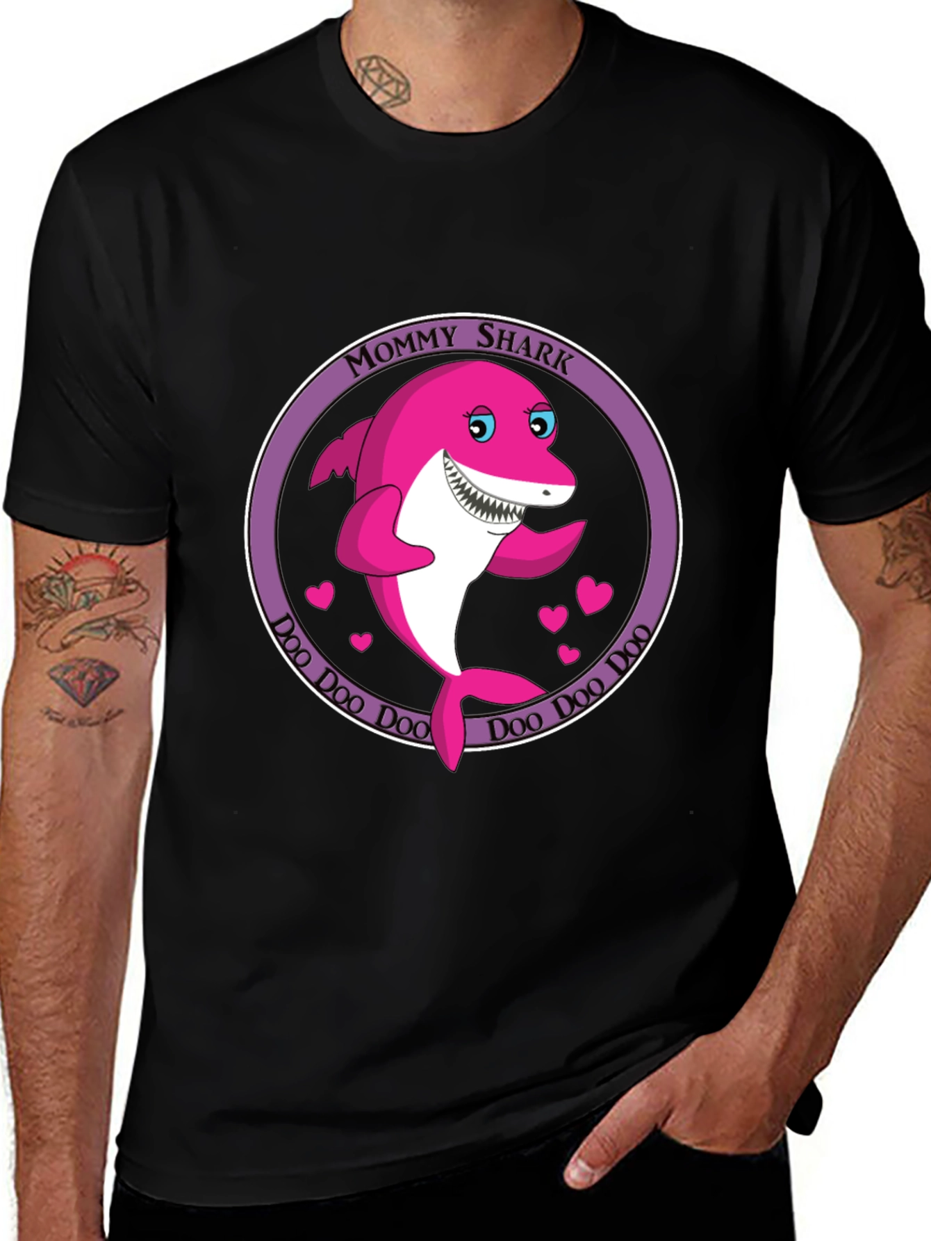 Mommy Shark Doo Doo Doo Black T-Shirt