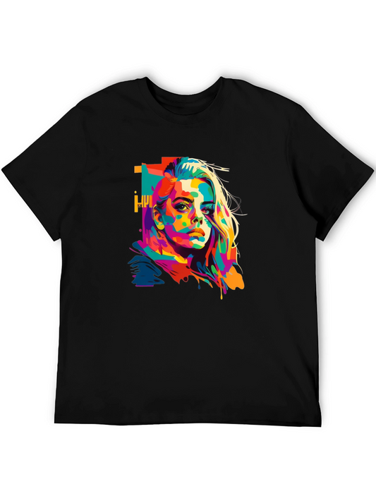 Vibrant Pop Art Style Graphic Tee - Billie Eilish Inspired