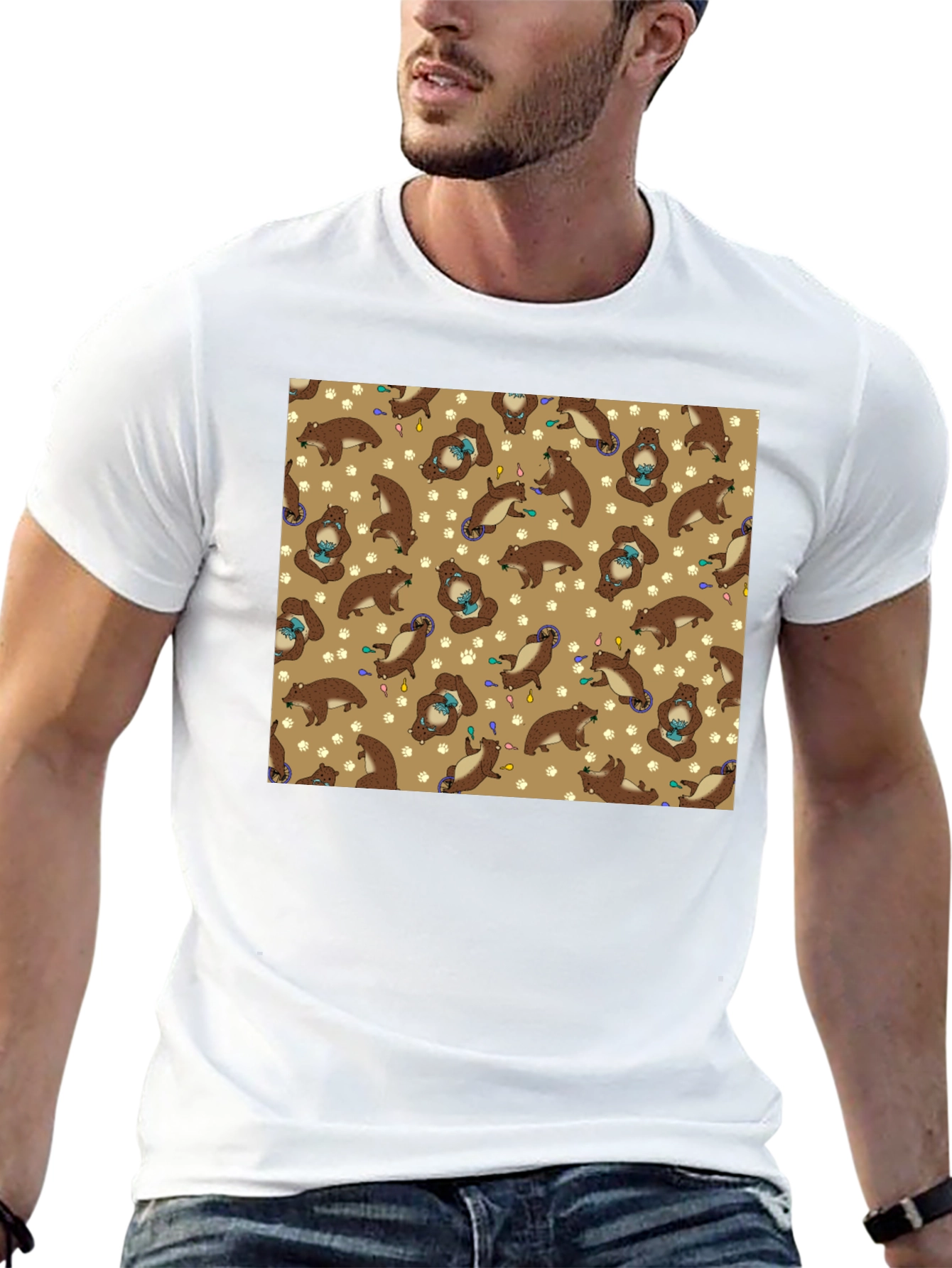 Funny Otter Pattern Black T-Shirt