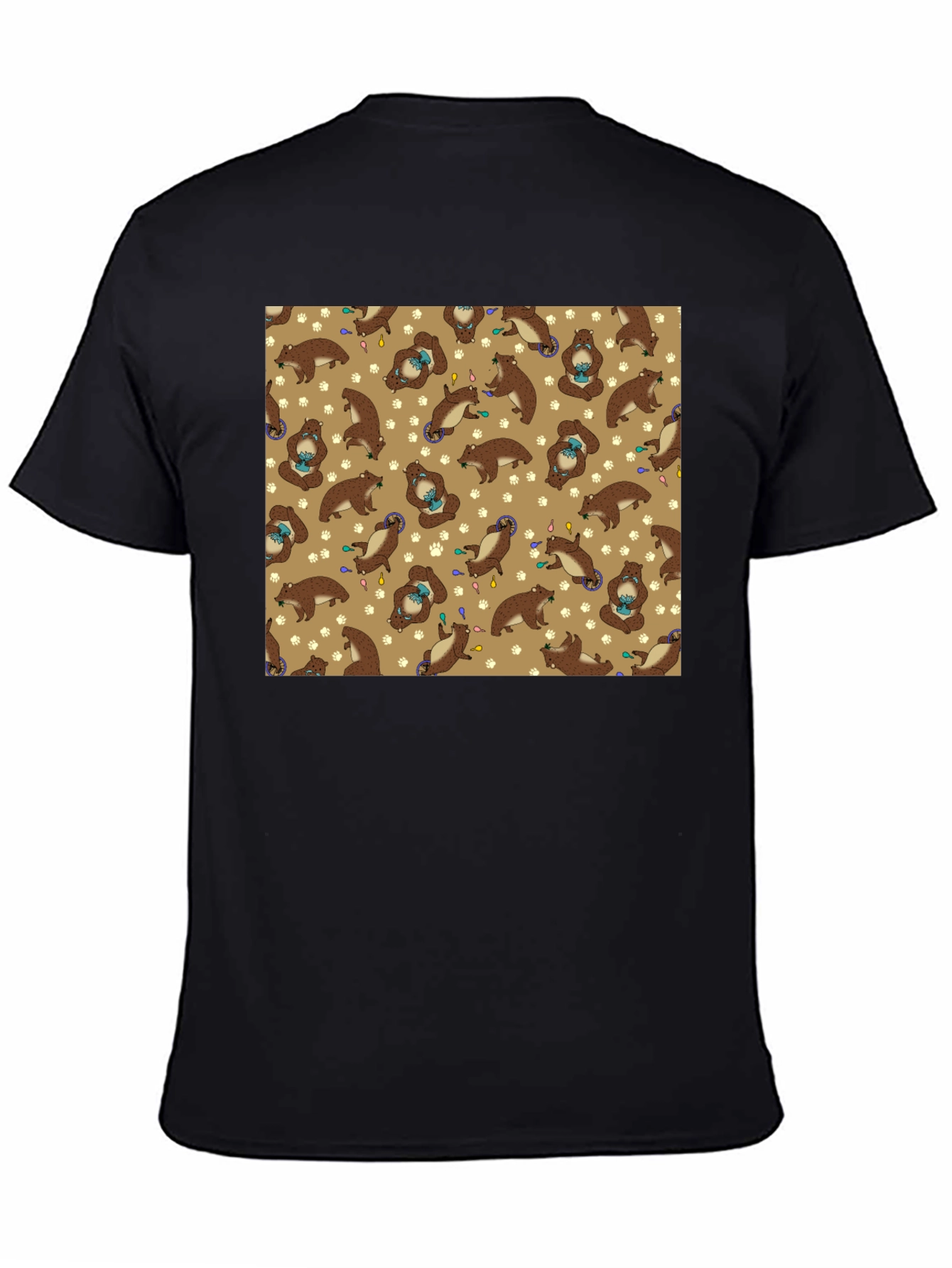 Funny Otter Pattern Black T-Shirt