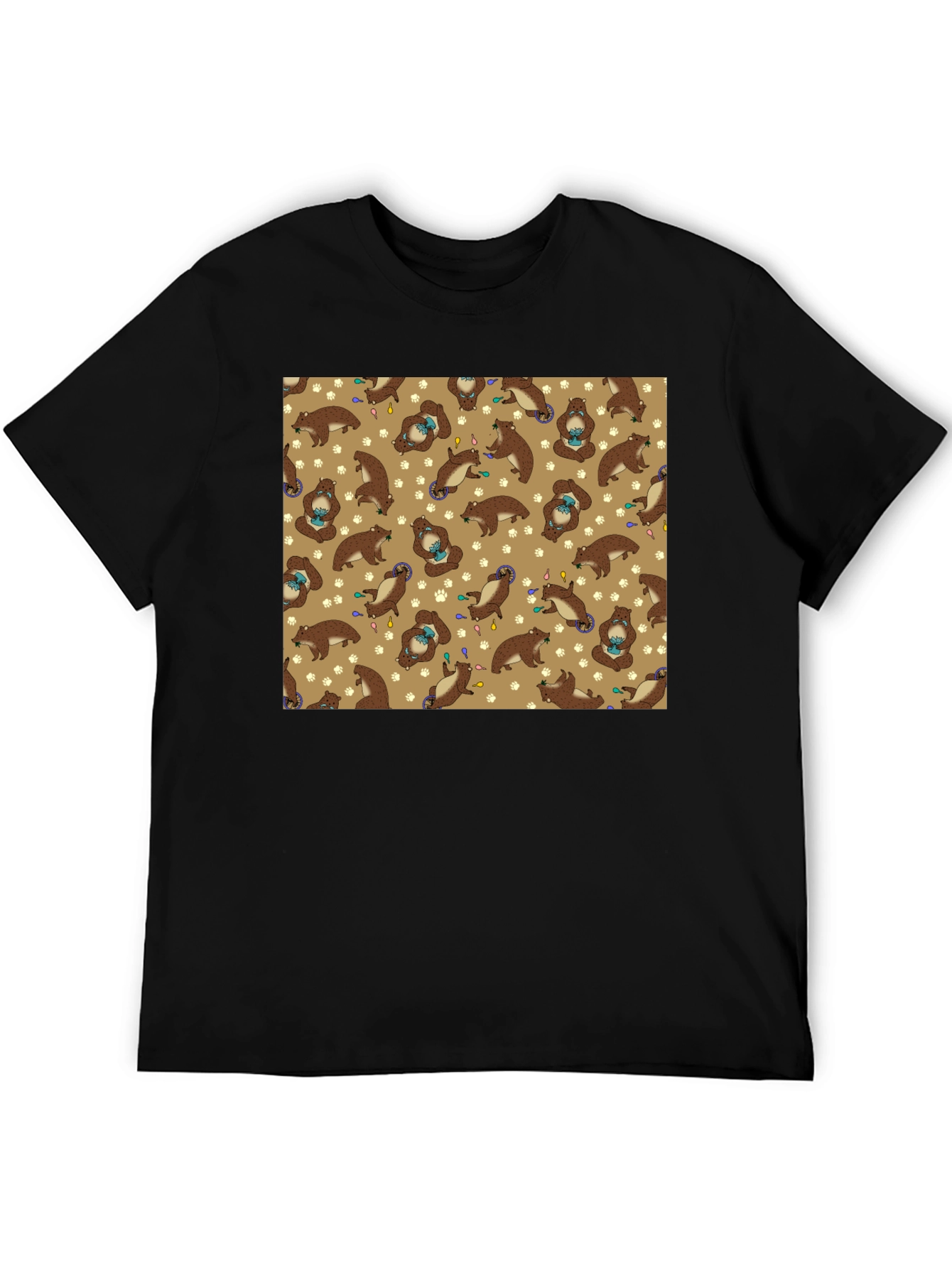 Funny Otter Pattern Black T-Shirt
