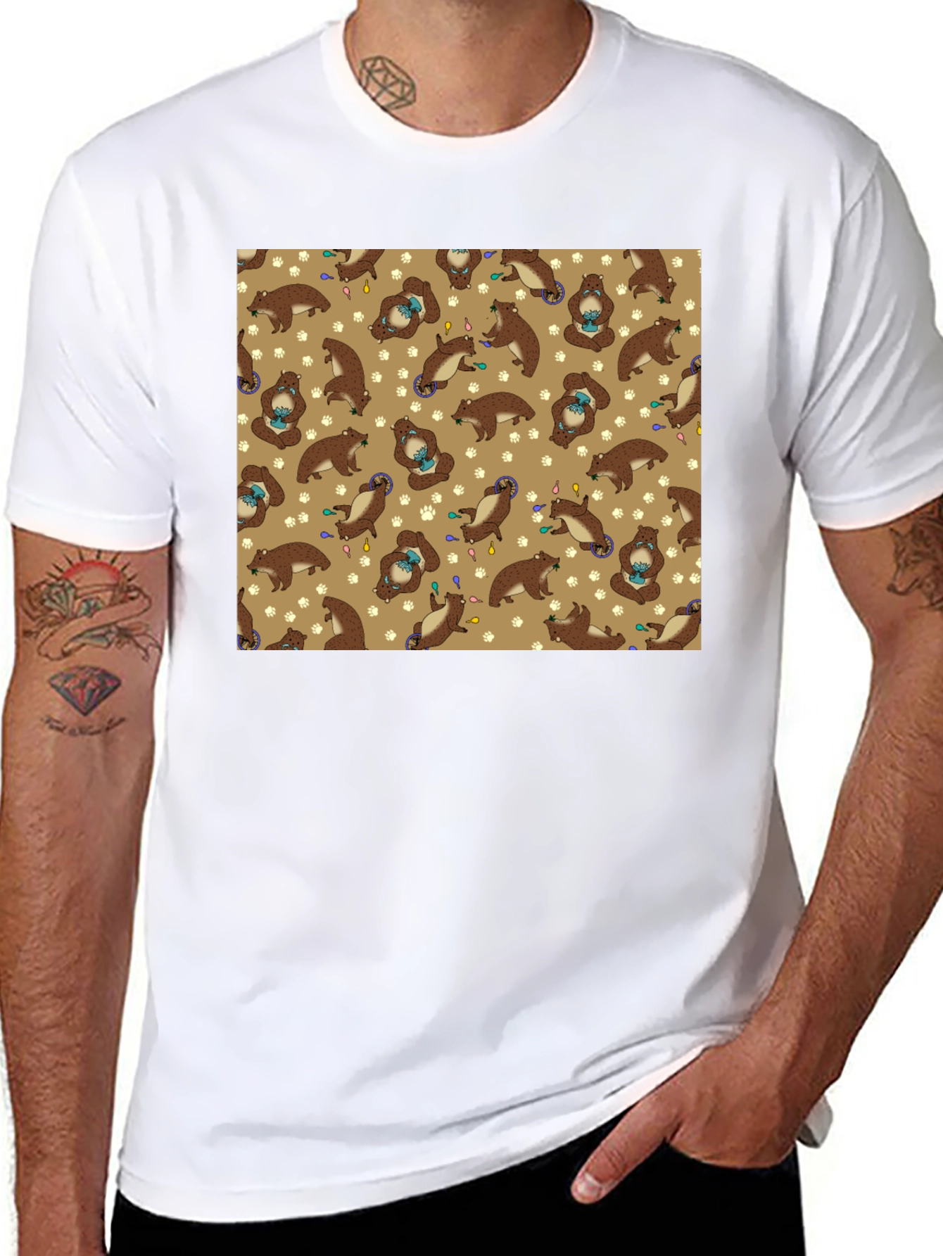 Funny Otter Pattern Black T-Shirt
