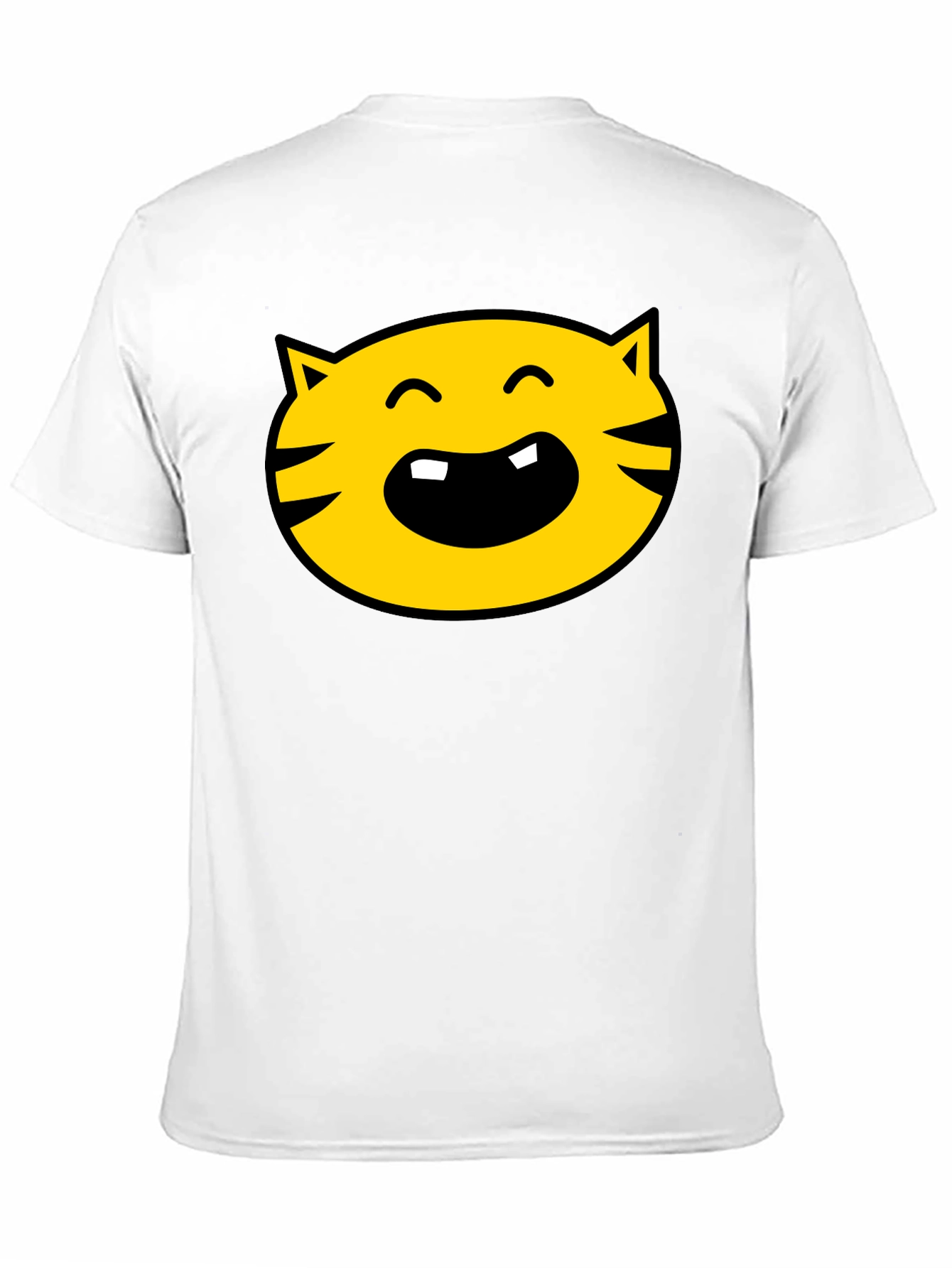 Cartoon Cat Face Graphic Tee - Black