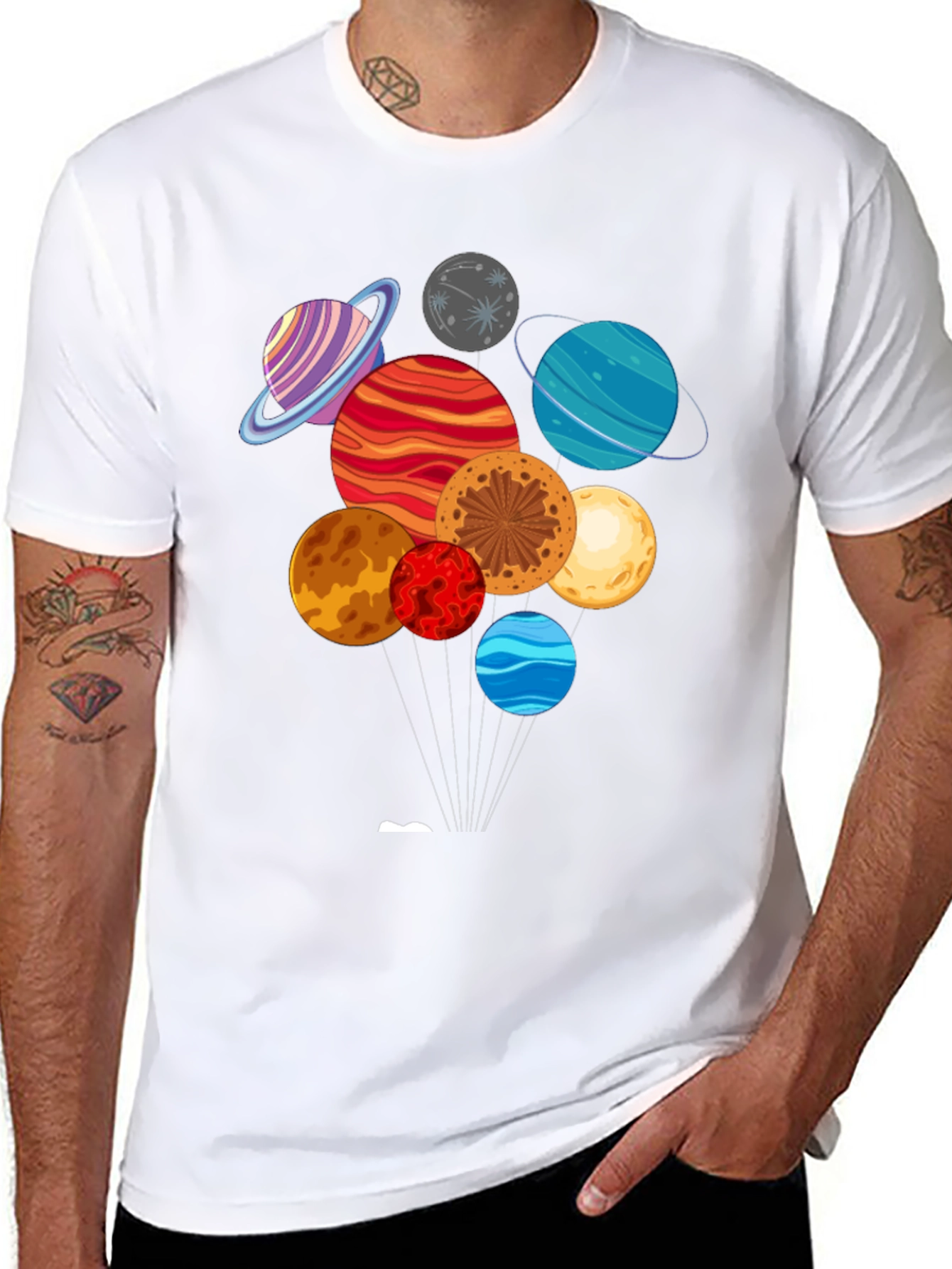 Planets Graphic Print Tee | Cosmic Style
