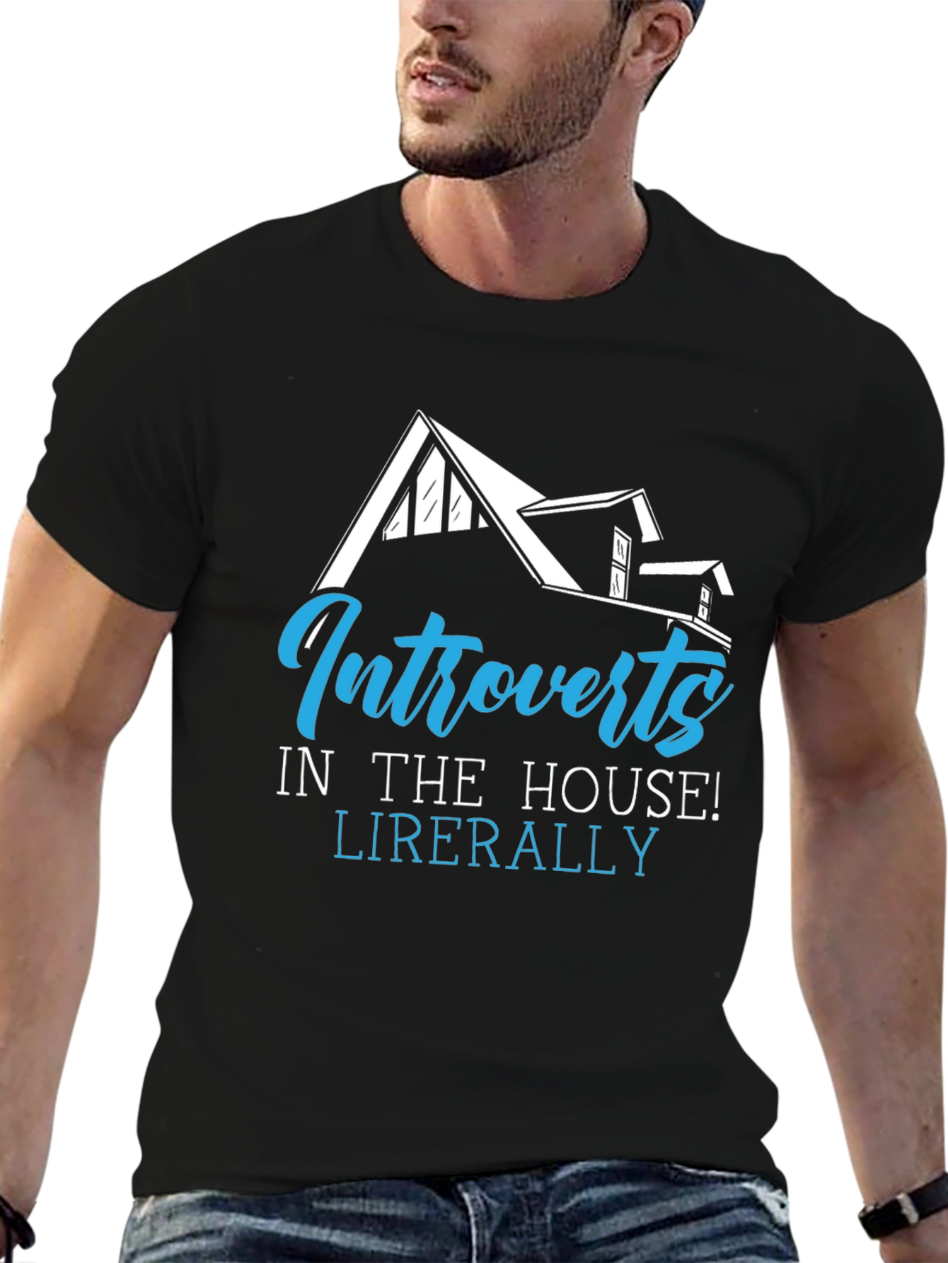 Introverts In The House Black Graphic T-Shirt