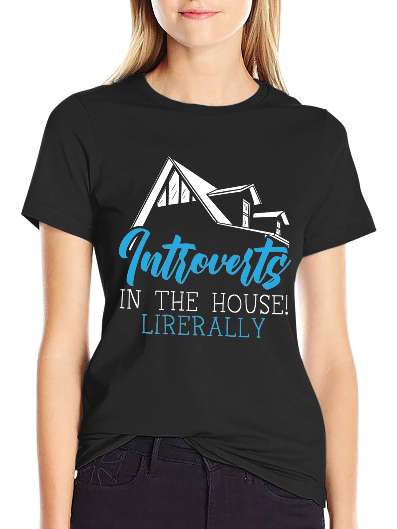 Introverts In The House Black Graphic T-Shirt