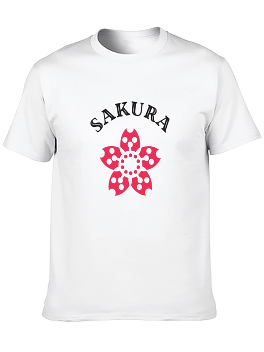 Sakura Graphic Tee - Black Cotton Casual T-Shirt
