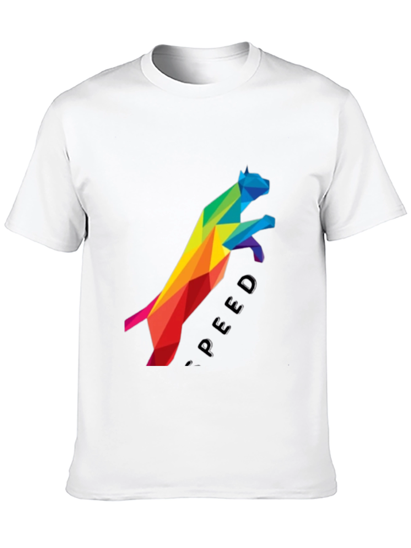 Geometric Rainbow Cat Speed Graphic Tee