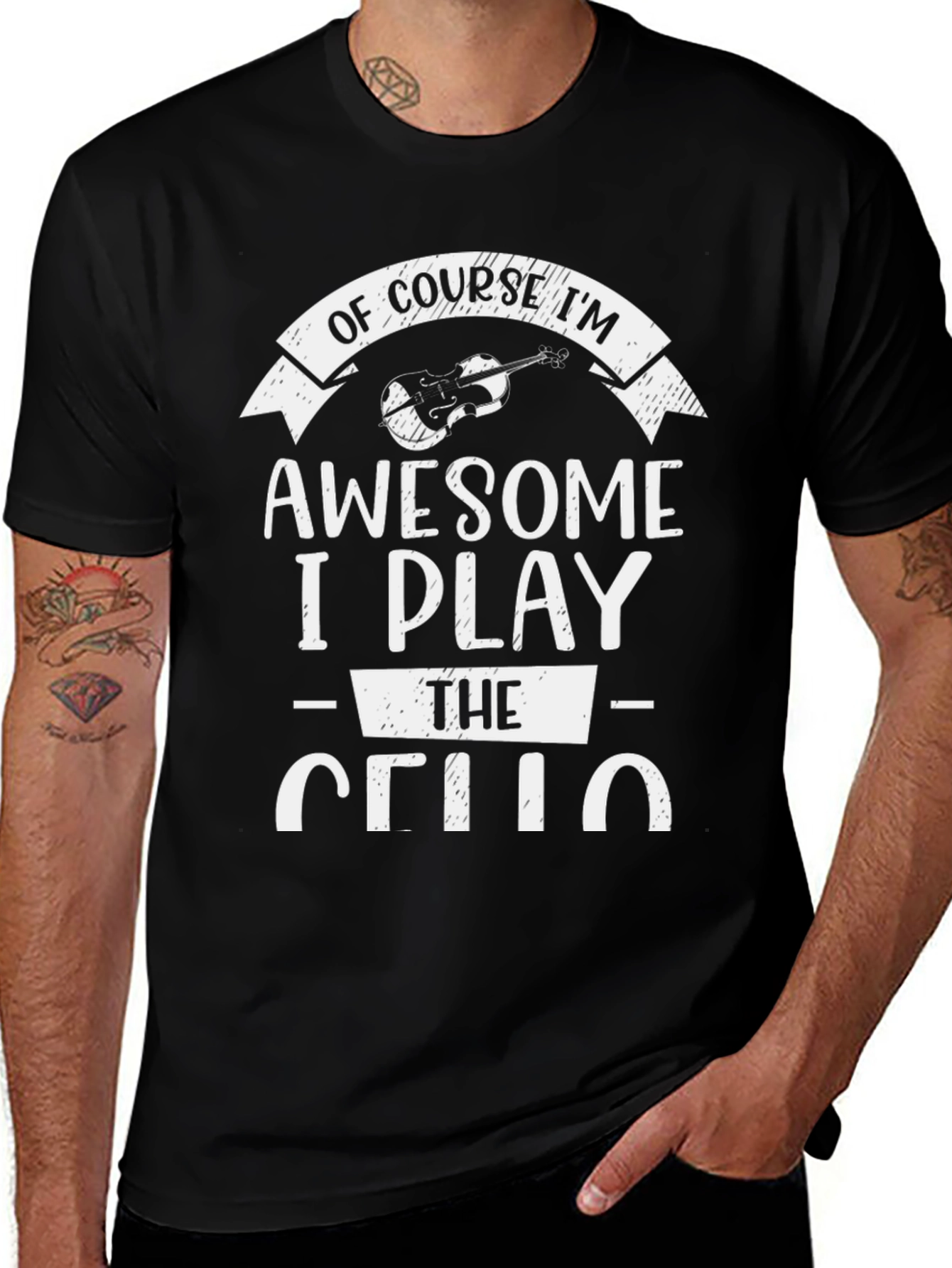 Awesome Cello Player Black T-Shirt