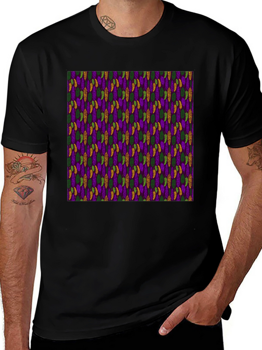 Mardi Gras Pattern Black Tee