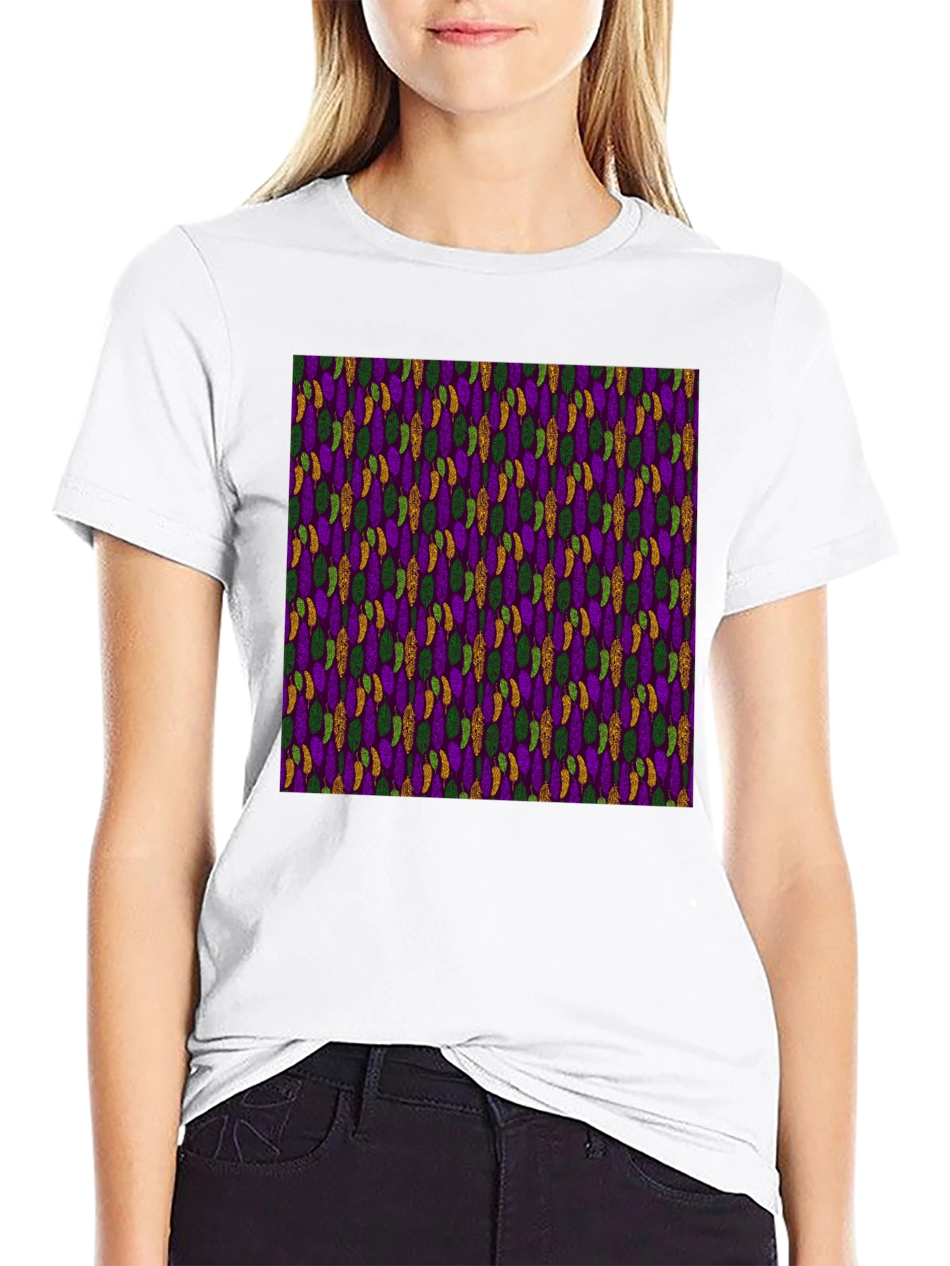 Mardi Gras Pattern Black Tee