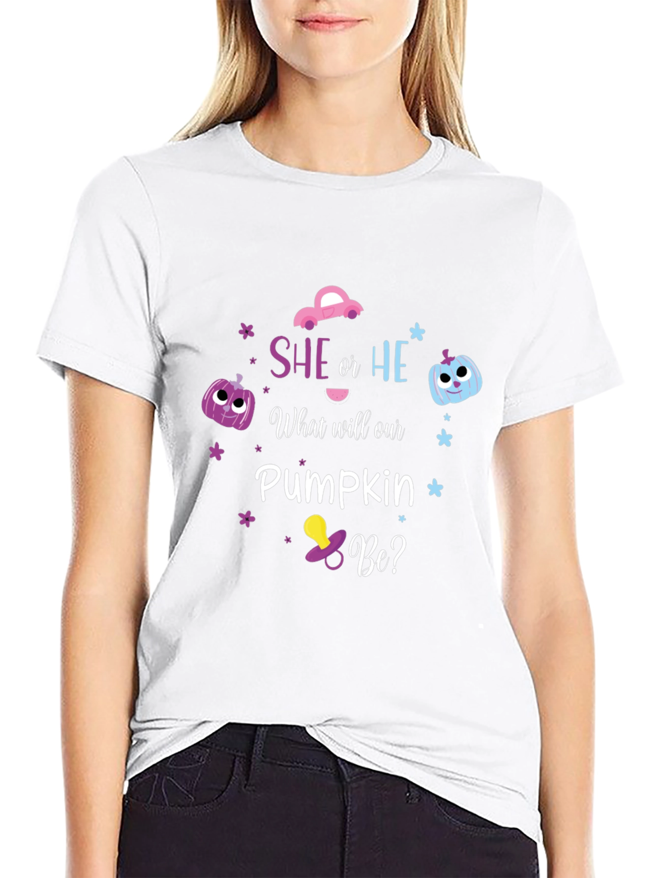 She or He Pumpkin Gender Reveal T-Shirt