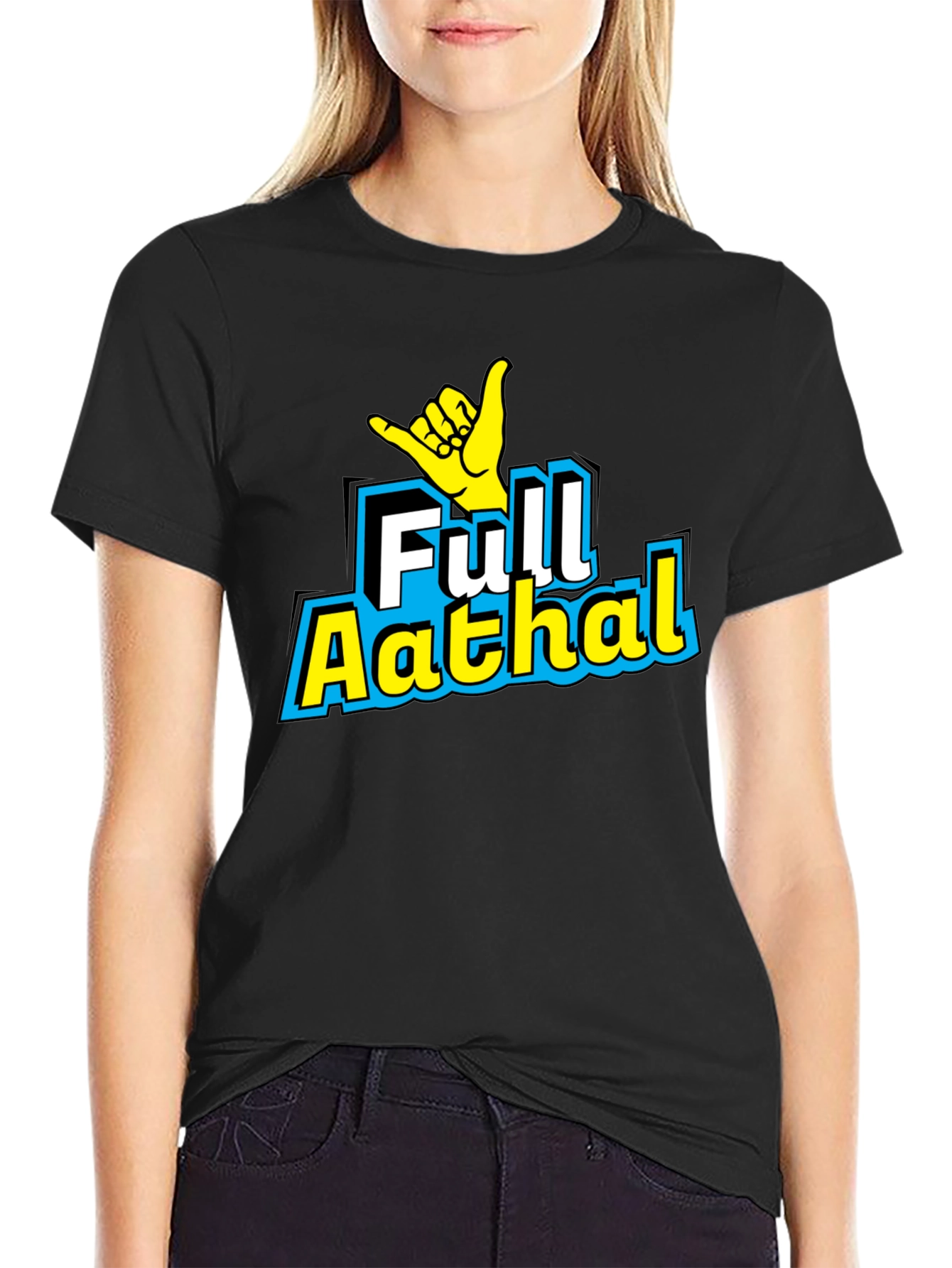 Full Aathal Graphic Tee - Hang Loose Black T-Shirt