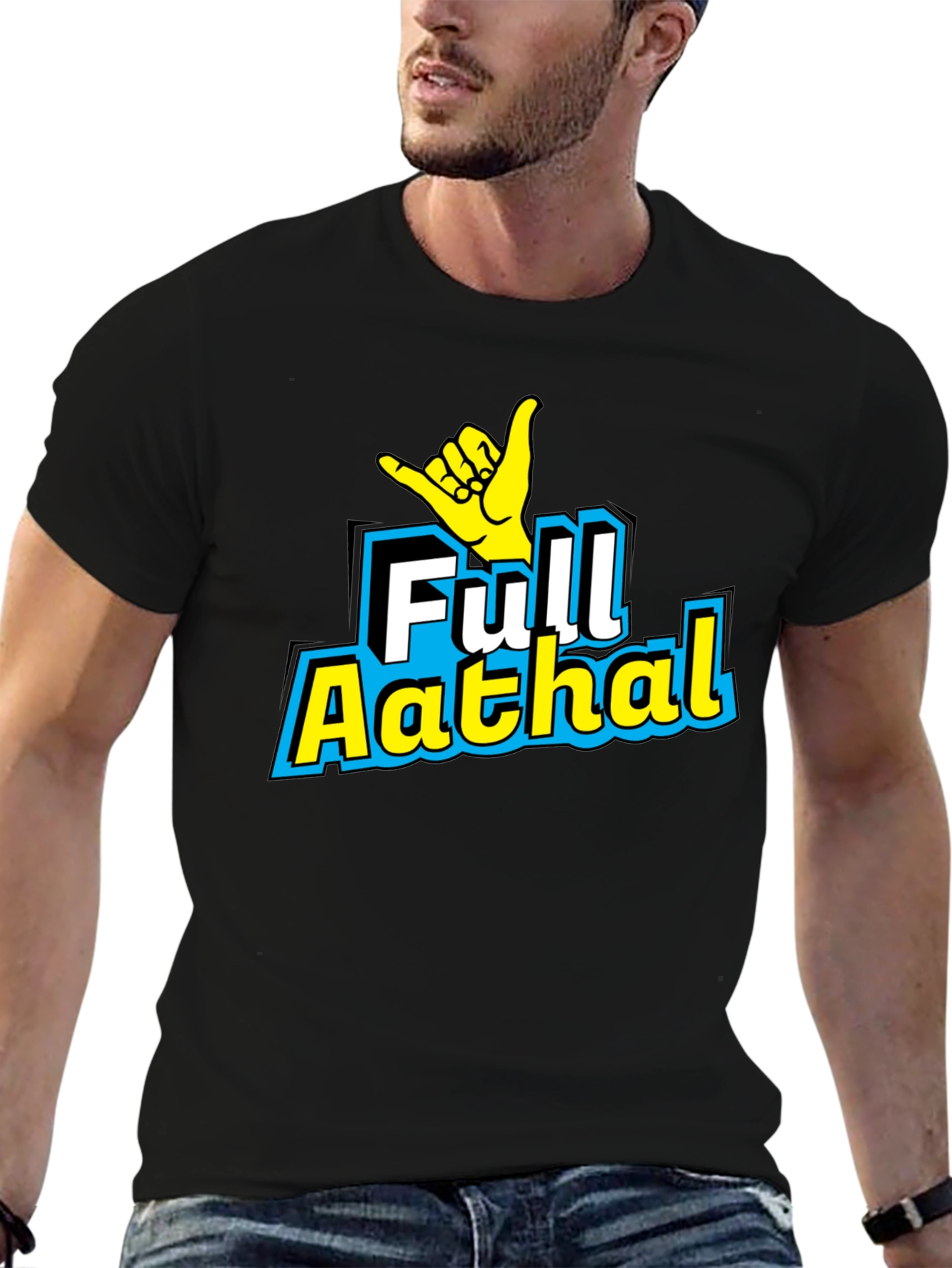 Full Aathal Graphic Tee - Hang Loose Black T-Shirt